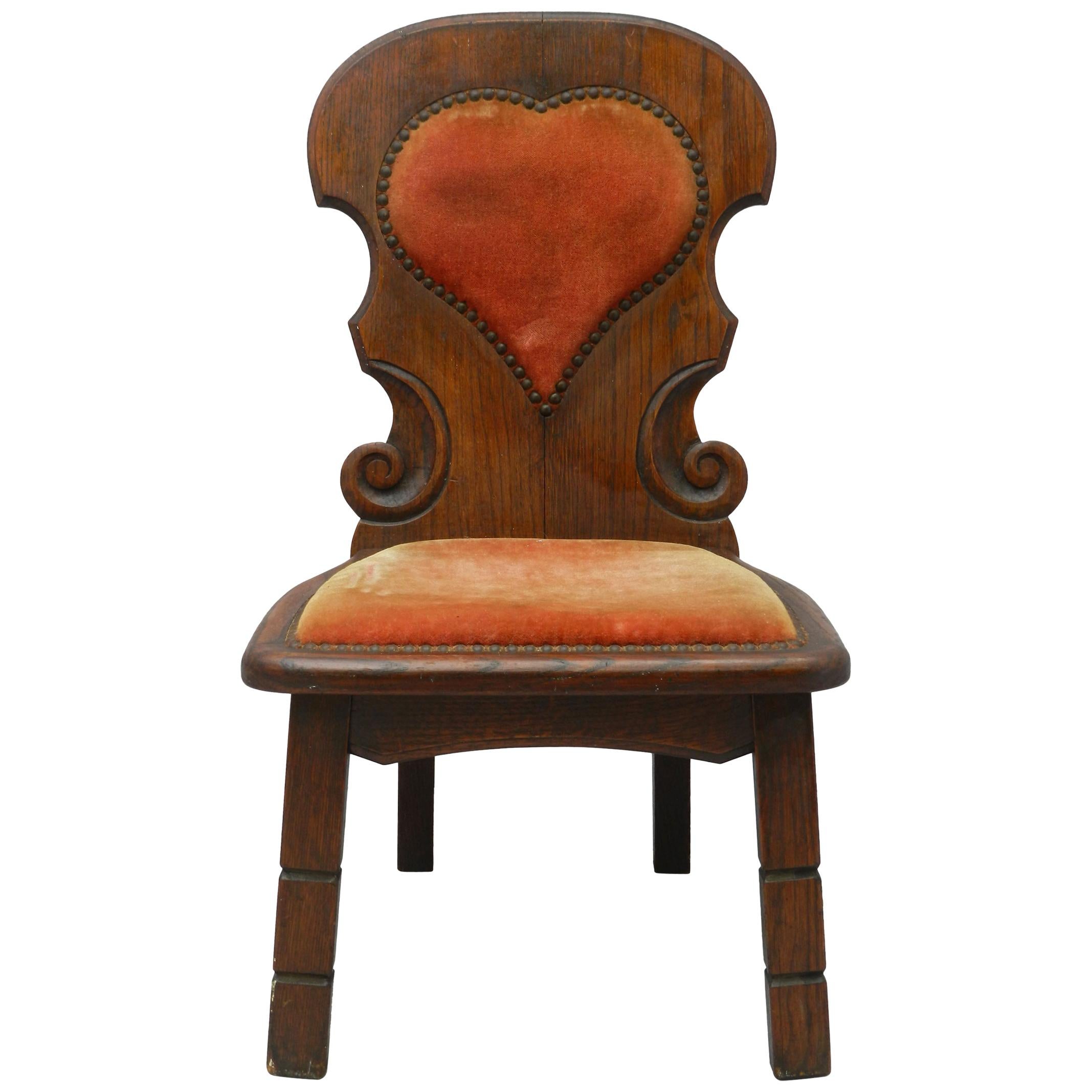 Four Basque Midcentury Chairs Spain Upholstered Hearts Sold Individually For Sale