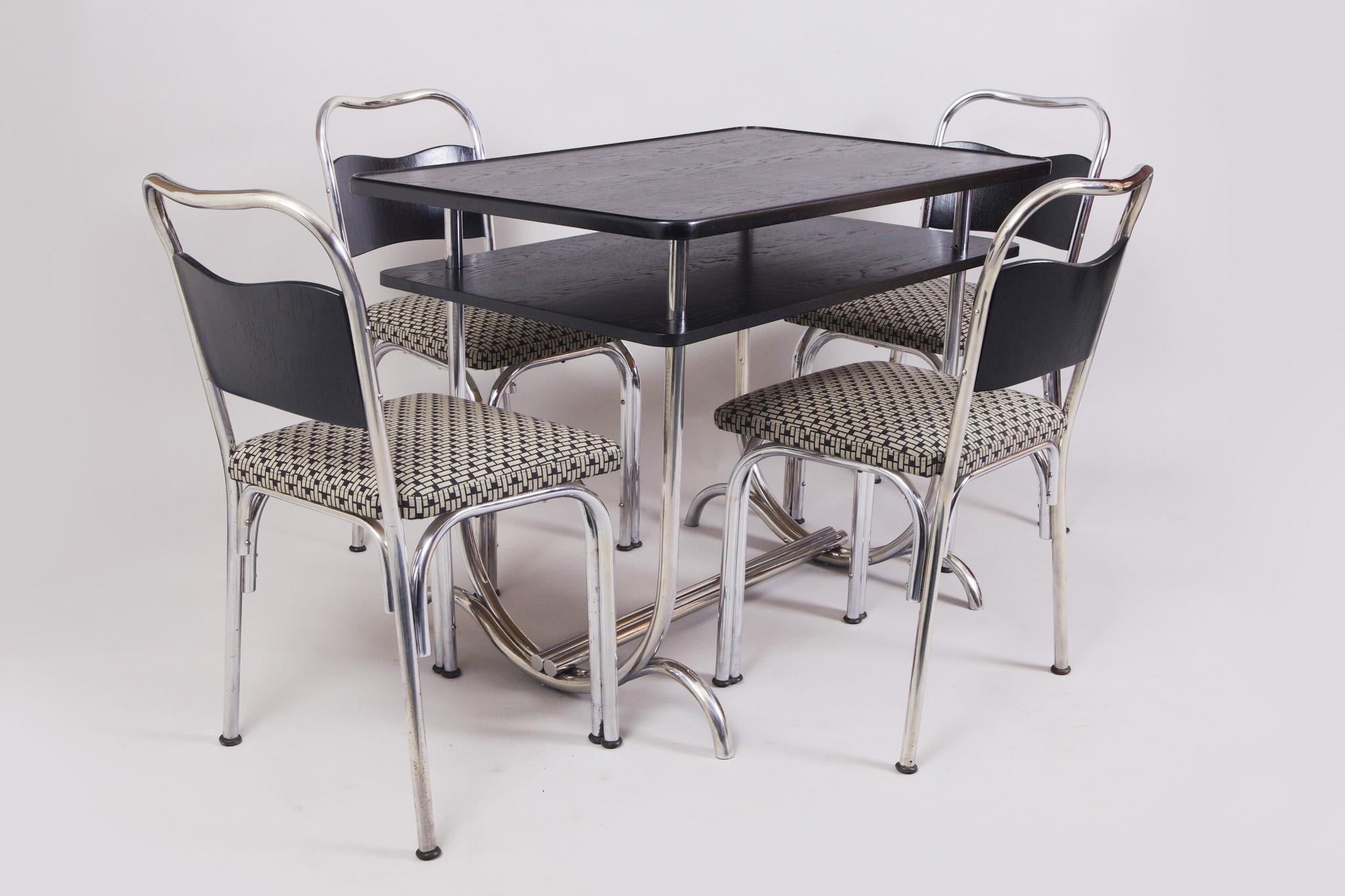 Oak Four Bauhaus Dining Chairs Made in 1930s Germany, Fully Restored For Sale