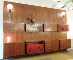 Four-Bay Teak Italian Wall Unit, 20th Century