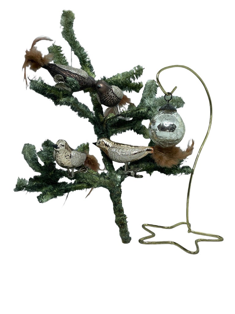 Four Beautiful Glass Bird Christmas Tree ClipOn Ornament, Vintage