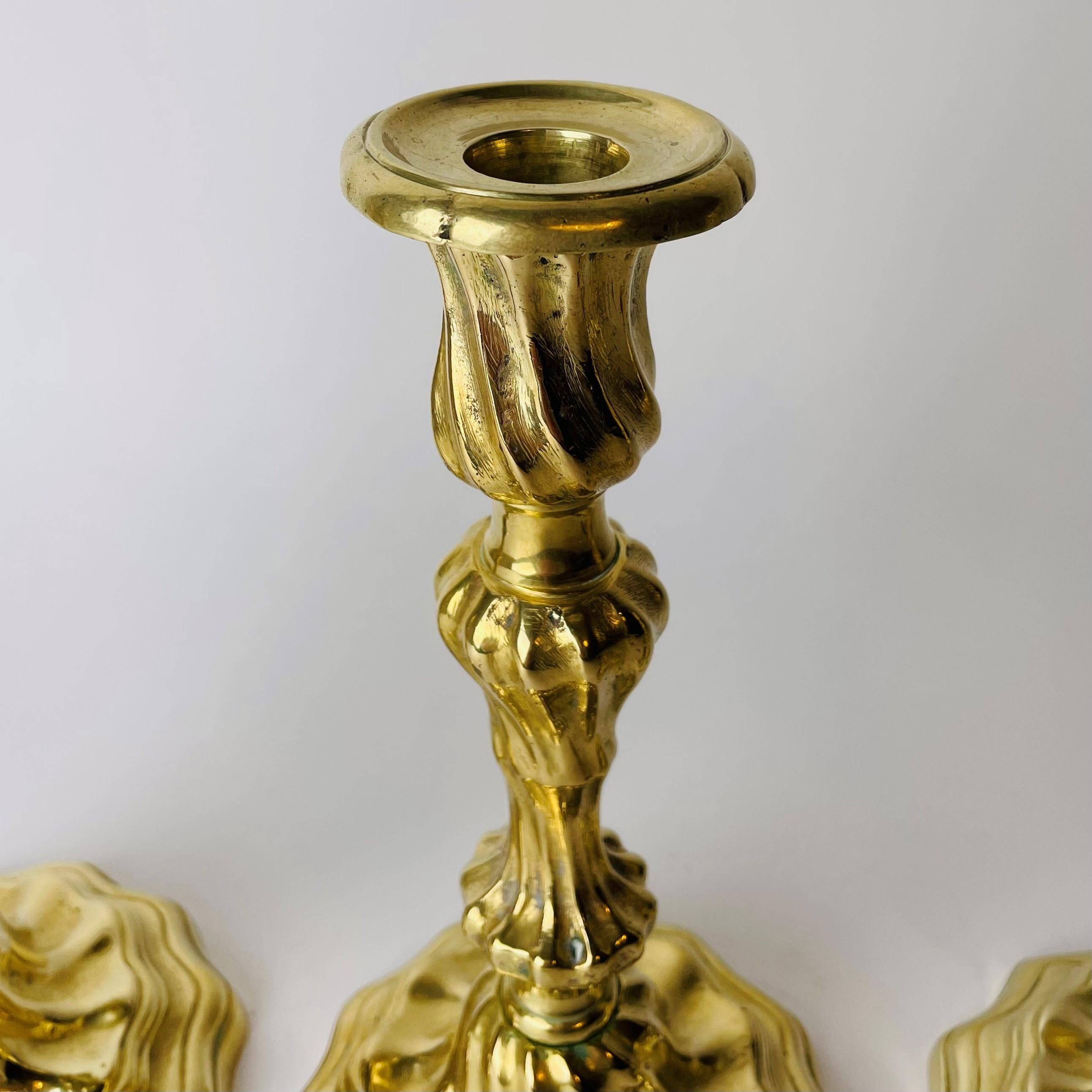 Mid-18th Century Four Beautiful Louis XV-Candlesticks in Gilded Bronze from Banque De France For Sale