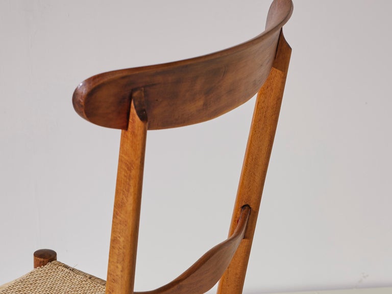 Four Beech Campanino Chairs by Zunino E Rivarola Chiavari, New Woven Cane For Sale 1