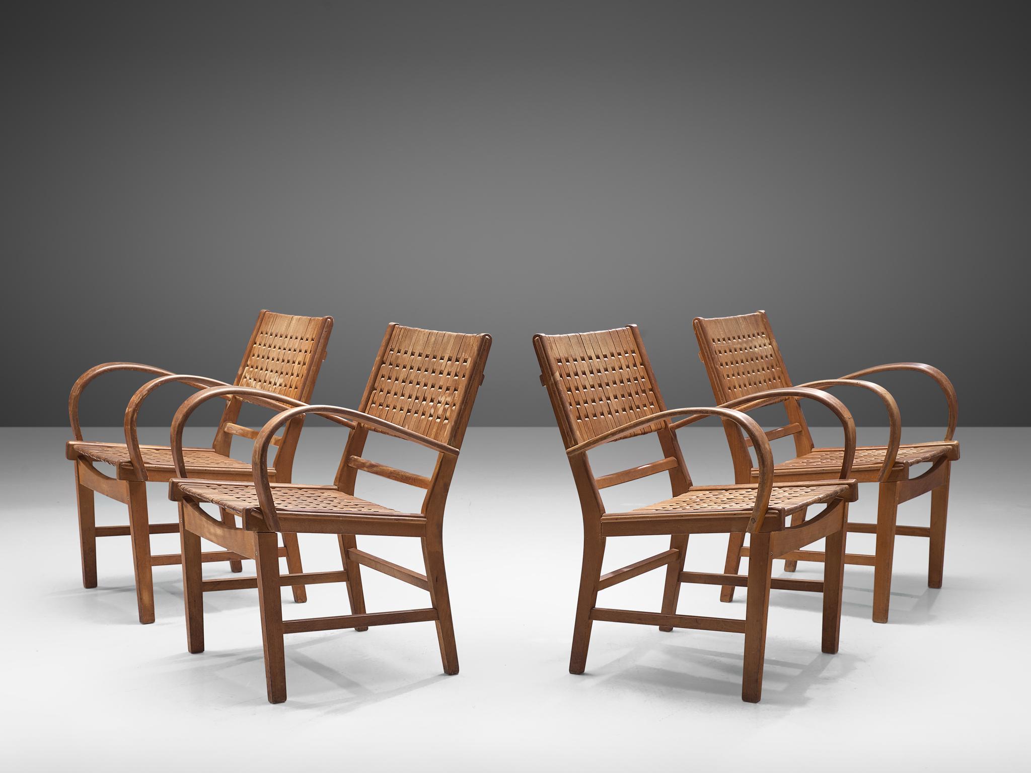 Mid-Century Modern Four Bentwood Armchairs by Erich Dieckmann, 1930s