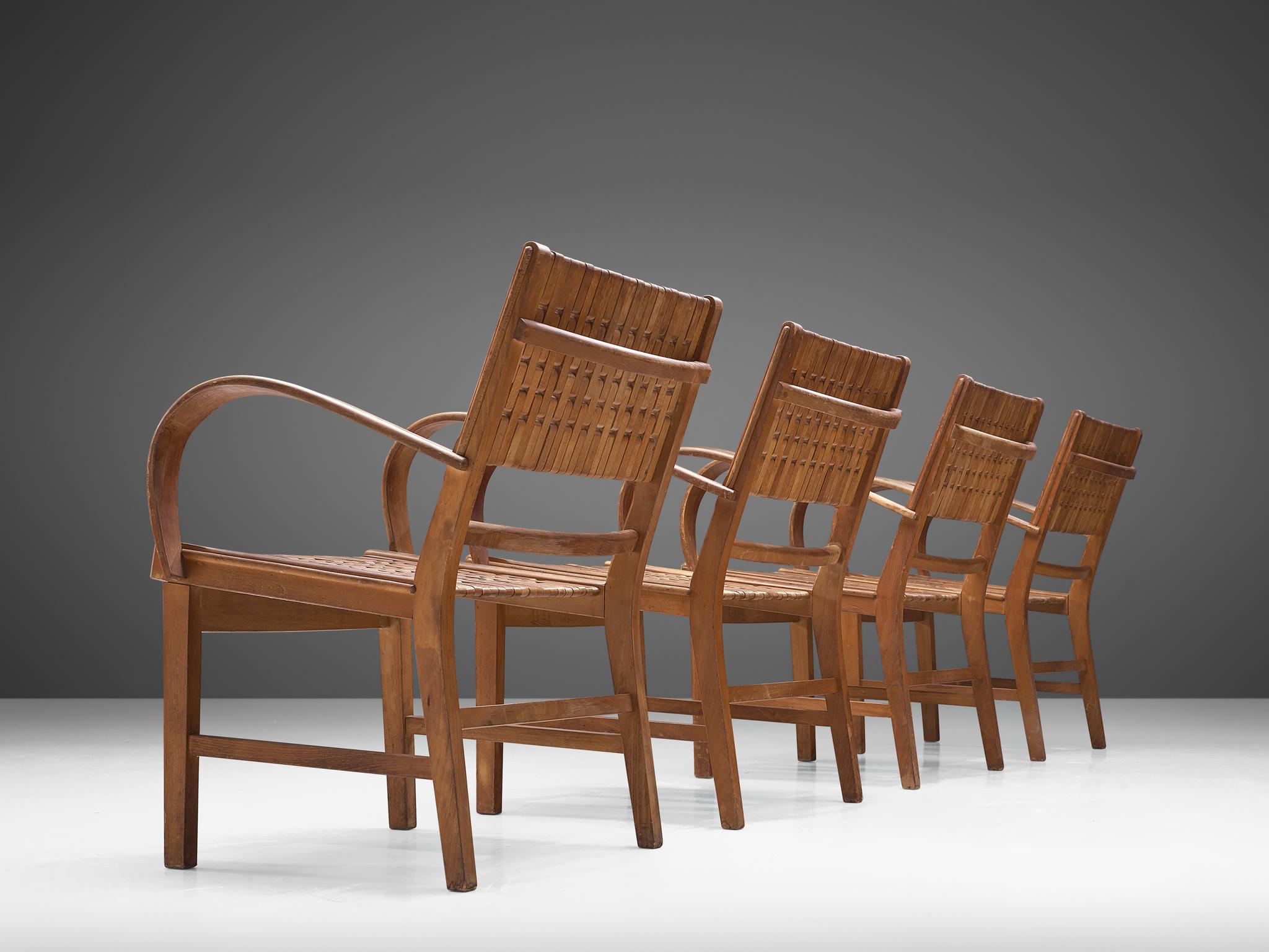 German Four Bentwood Armchairs by Erich Dieckmann, 1930s