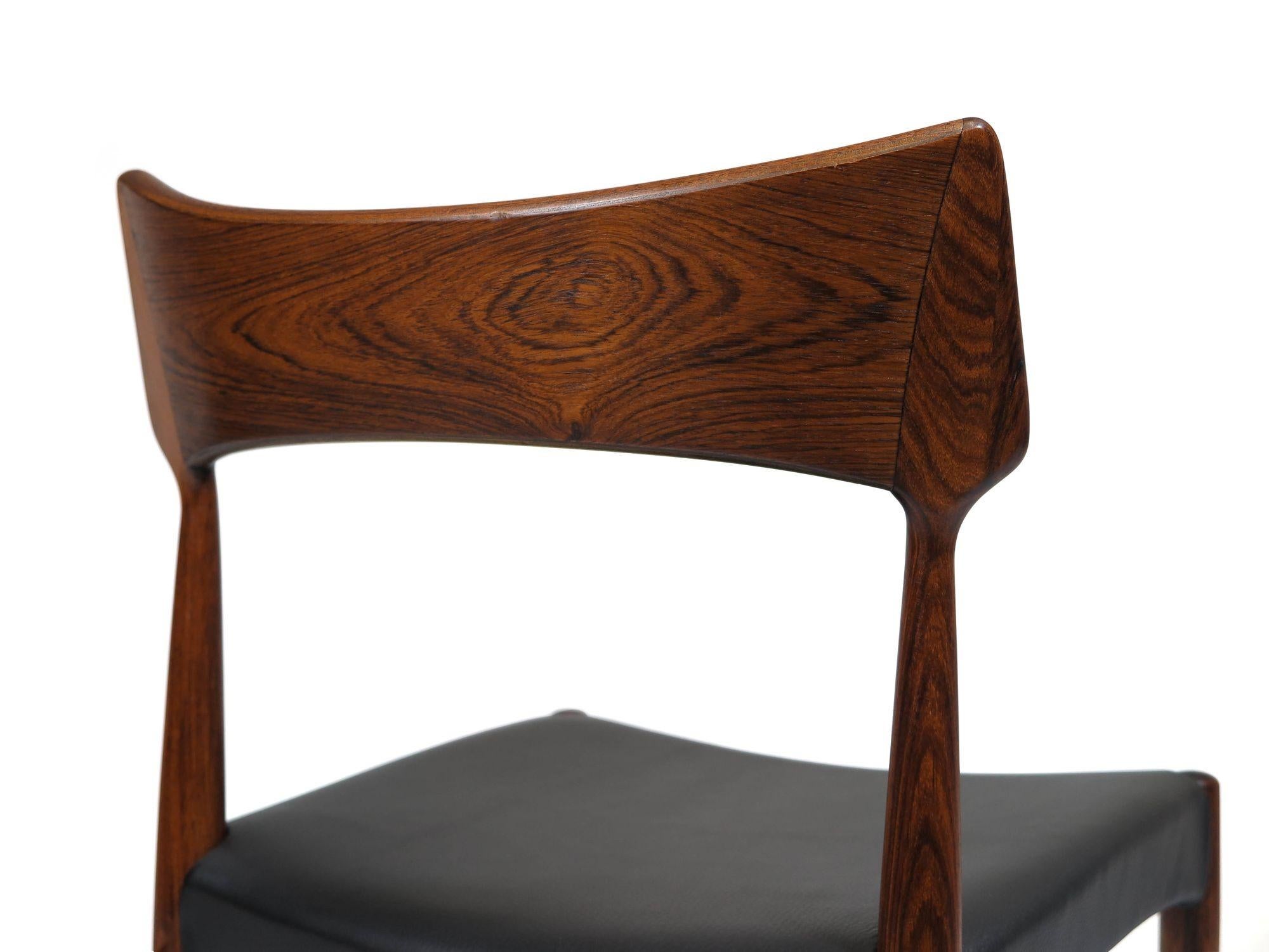 Leather Four Bernhart Pedersen Danish Rosewood Dining Chairs For Sale