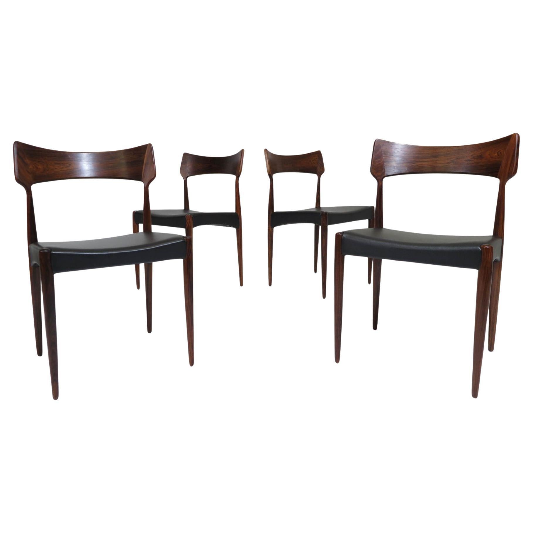 Four Bernhart Pedersen Danish Rosewood Dining Chairs For Sale