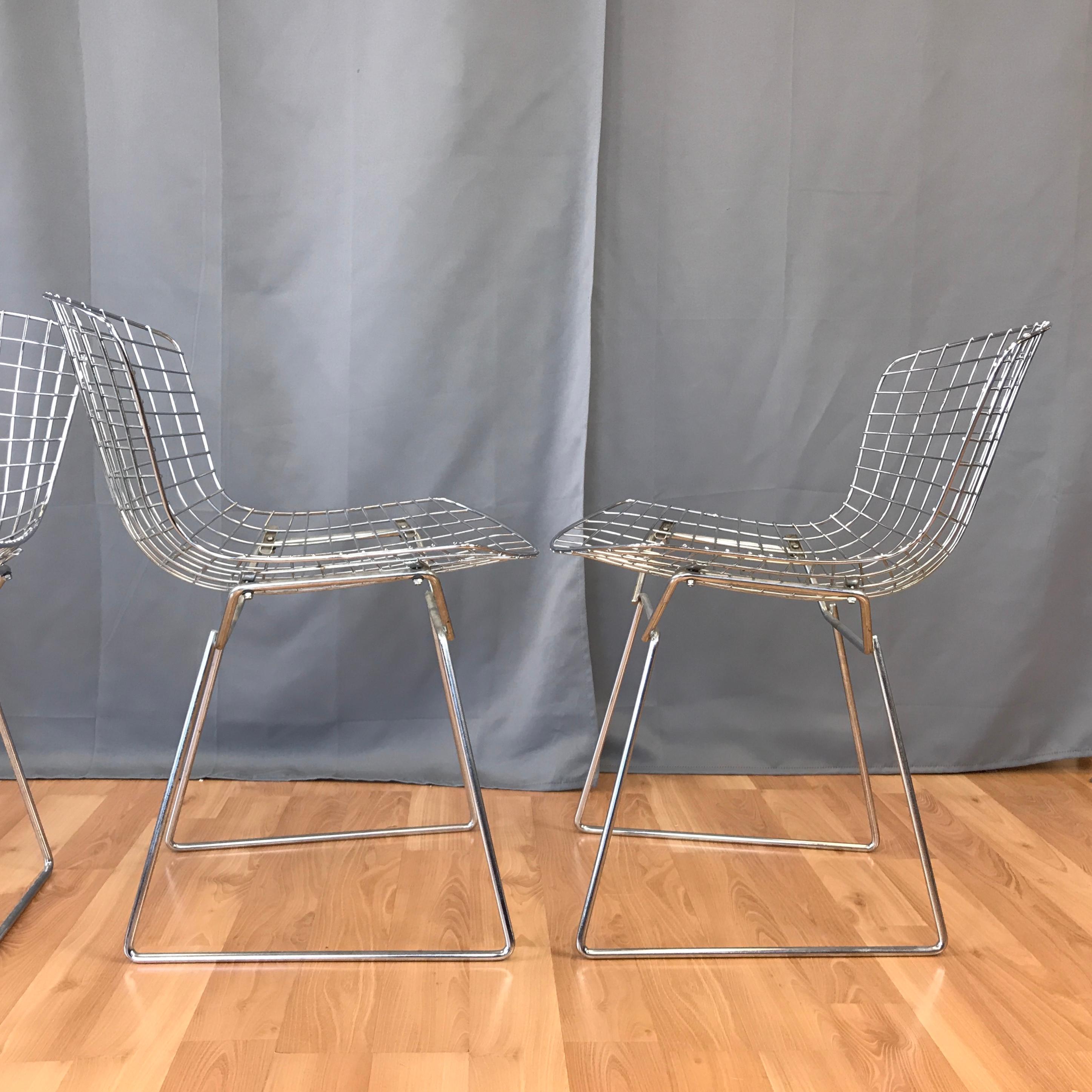 Four Bertoia Chrome Side Chairs for Knoll 3