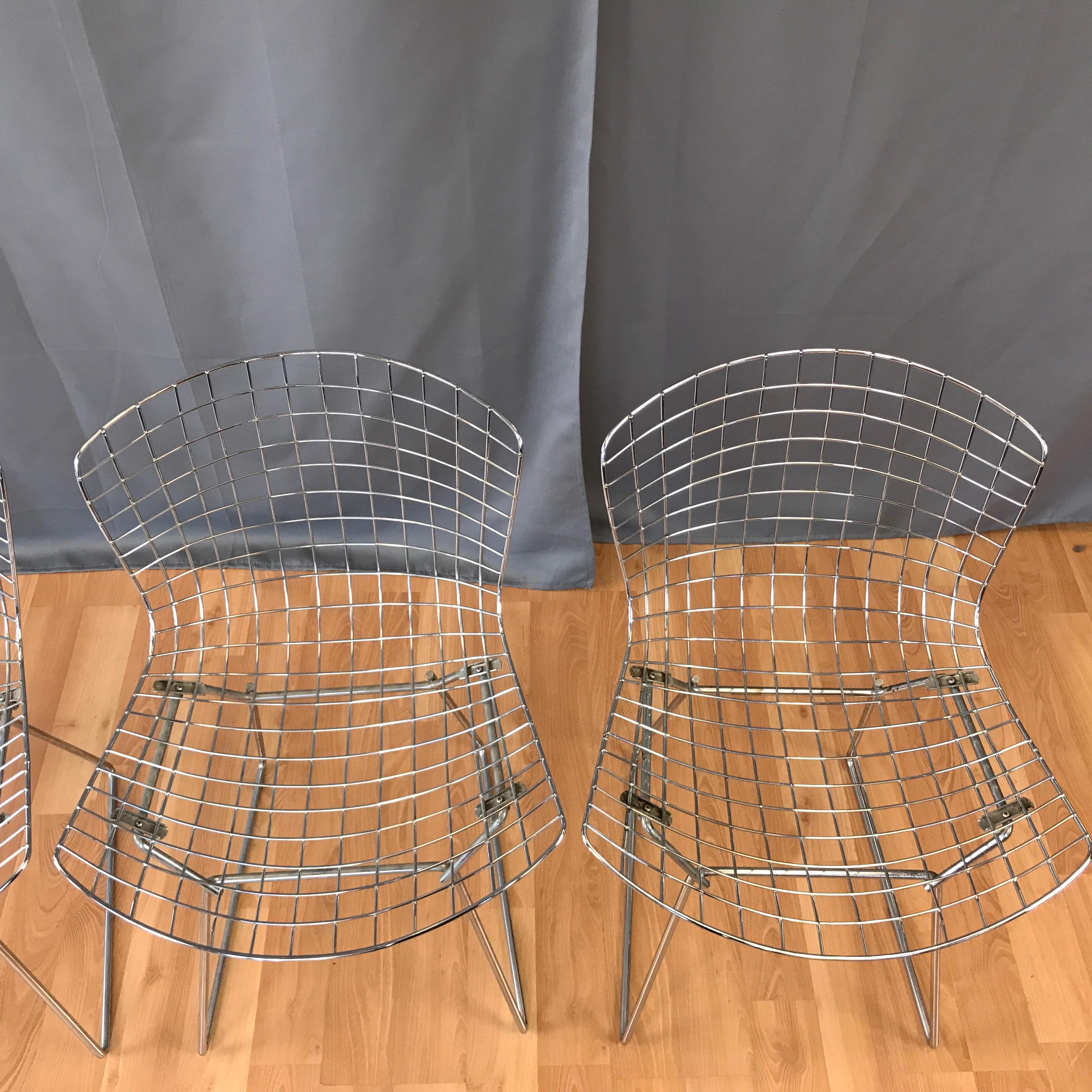 Late 20th Century Four Bertoia Chrome Side Chairs for Knoll