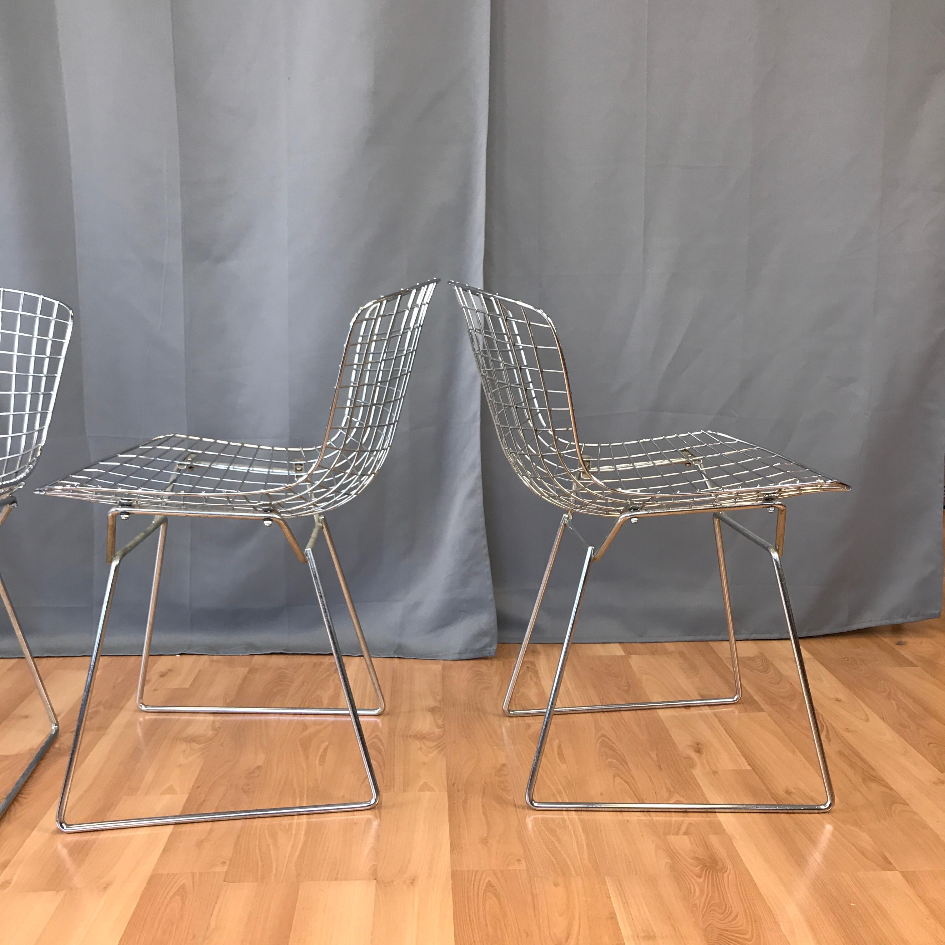 Four Bertoia Chrome Side Chairs for Knoll 1