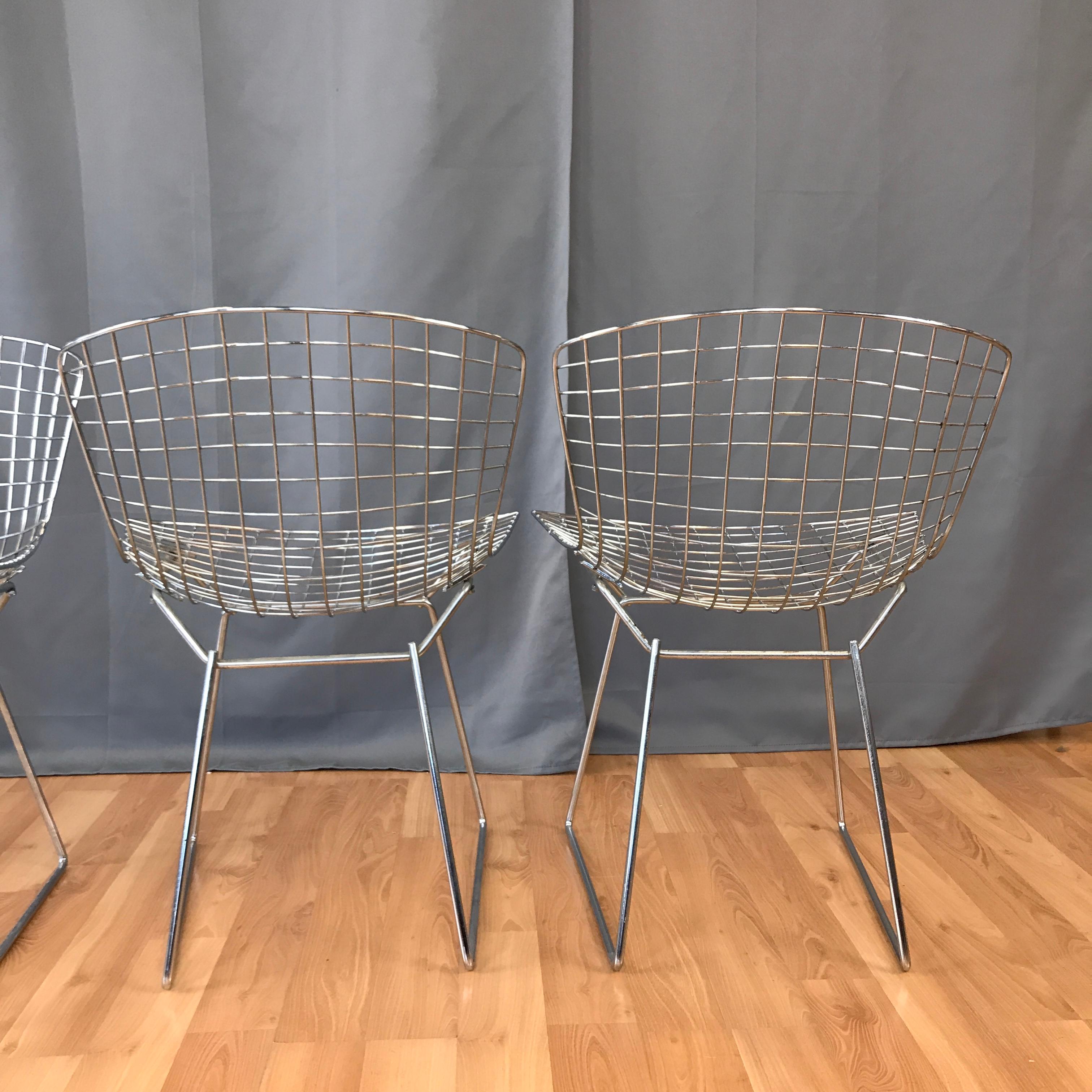 Four Bertoia Chrome Side Chairs for Knoll 2