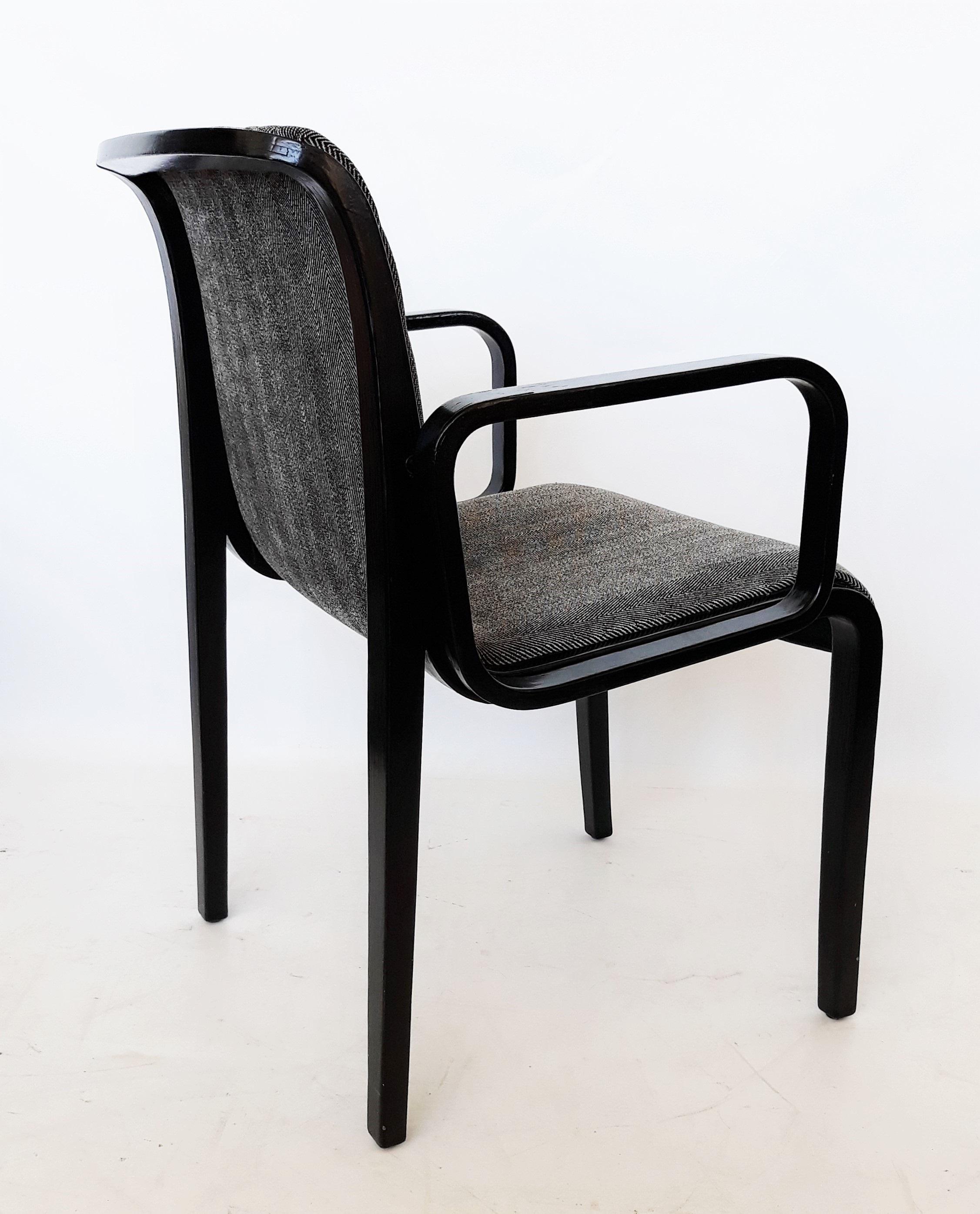 Four Bill Stephens For Knoll Black Lacquered Armchairs For Sale 3