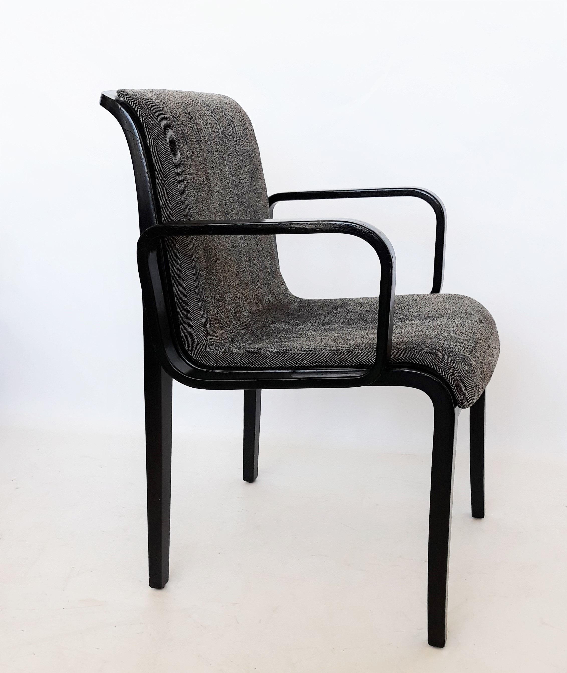 American Four Bill Stephens For Knoll Black Lacquered Armchairs For Sale
