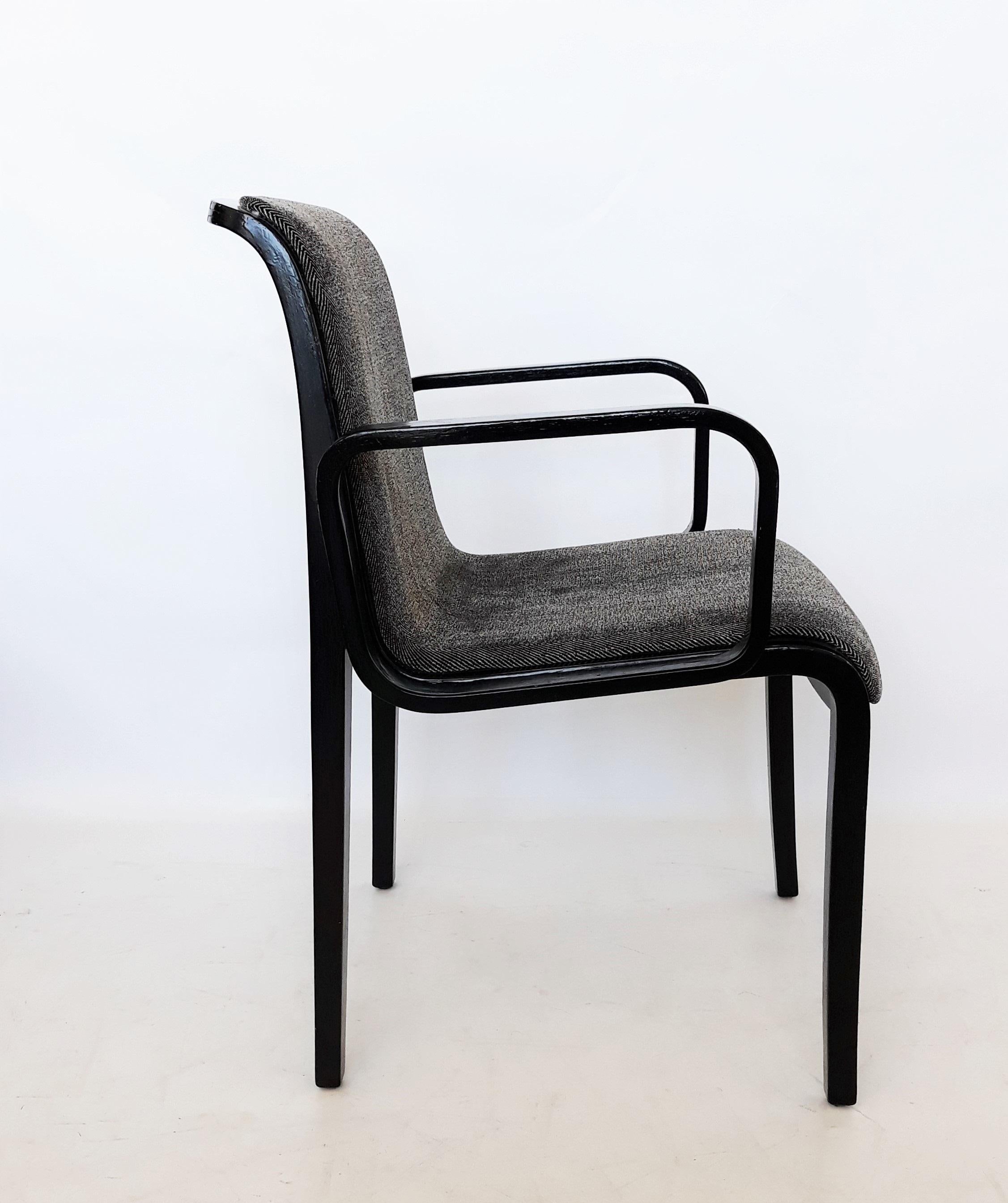 Four Bill Stephens For Knoll Black Lacquered Armchairs In Good Condition For Sale In Dallas, TX