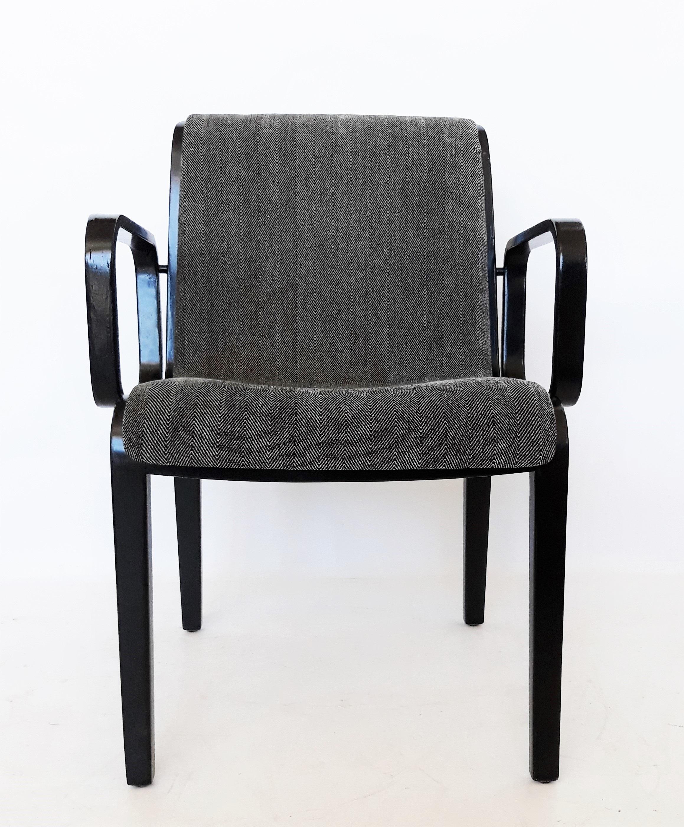 Late 20th Century Four Bill Stephens For Knoll Black Lacquered Armchairs For Sale