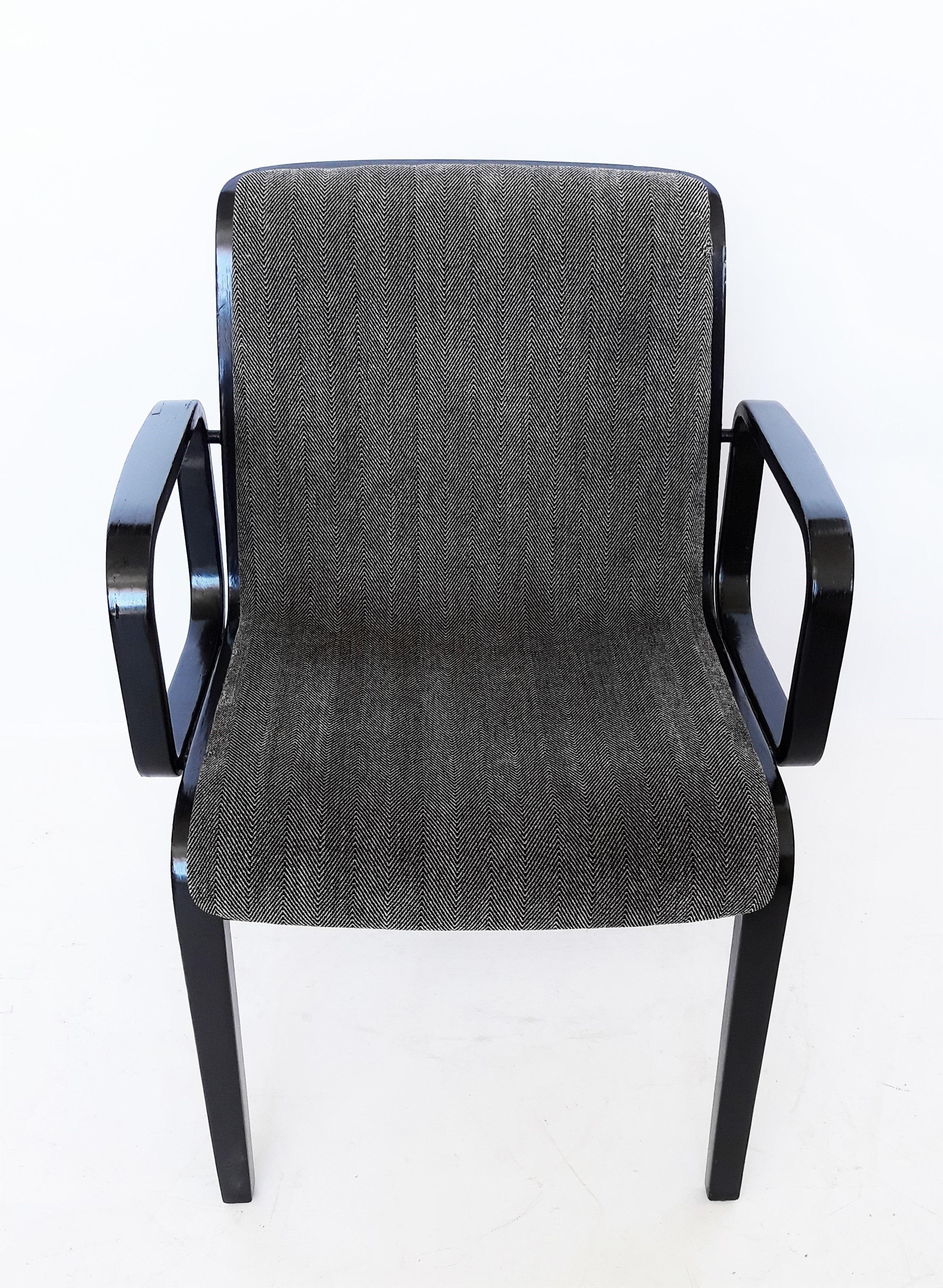 Velvet Four Bill Stephens For Knoll Black Lacquered Armchairs For Sale