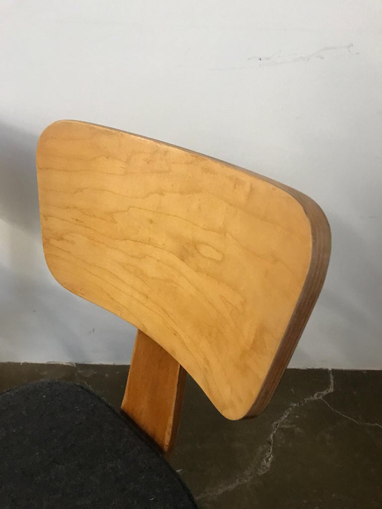 Four Birch Plywood Chairs with Upholstered Seats For Sale at 1stDibs
