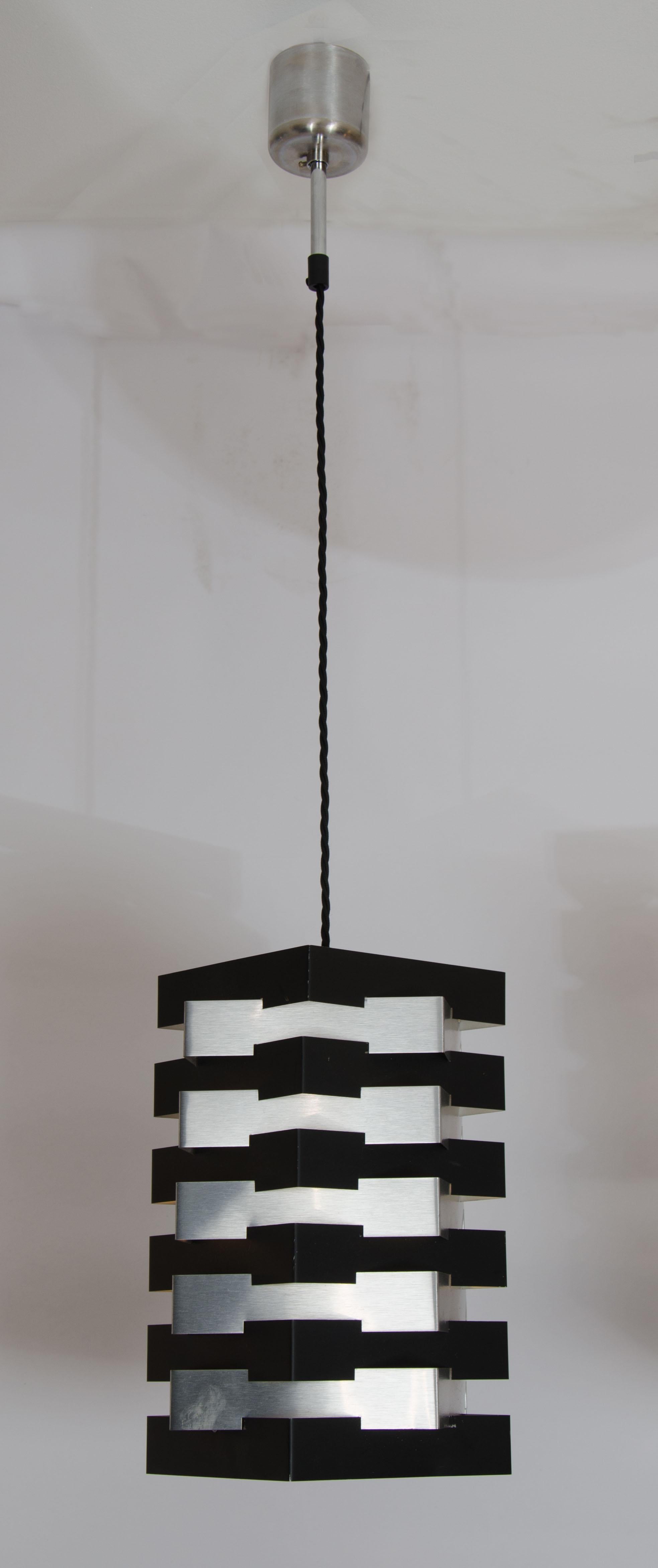 Anodized Four Minimalist Pendant Lamps by Hoogervorst, 1960 For Sale