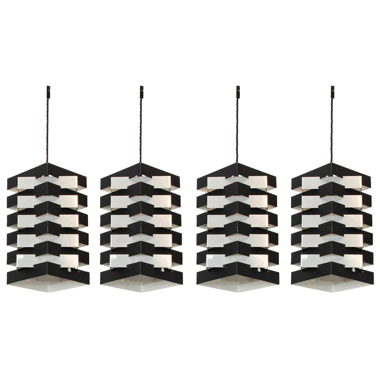 Four Minimalist Pendant Lamps by Hoogervorst, 1960 For Sale