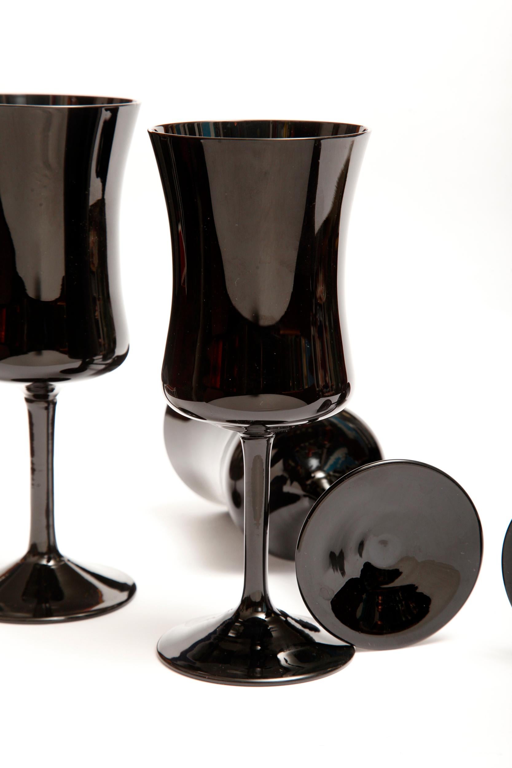 Four Black Elegant Glasses by Zbigniew Horbowy, Poland, 1970s For Sale 1