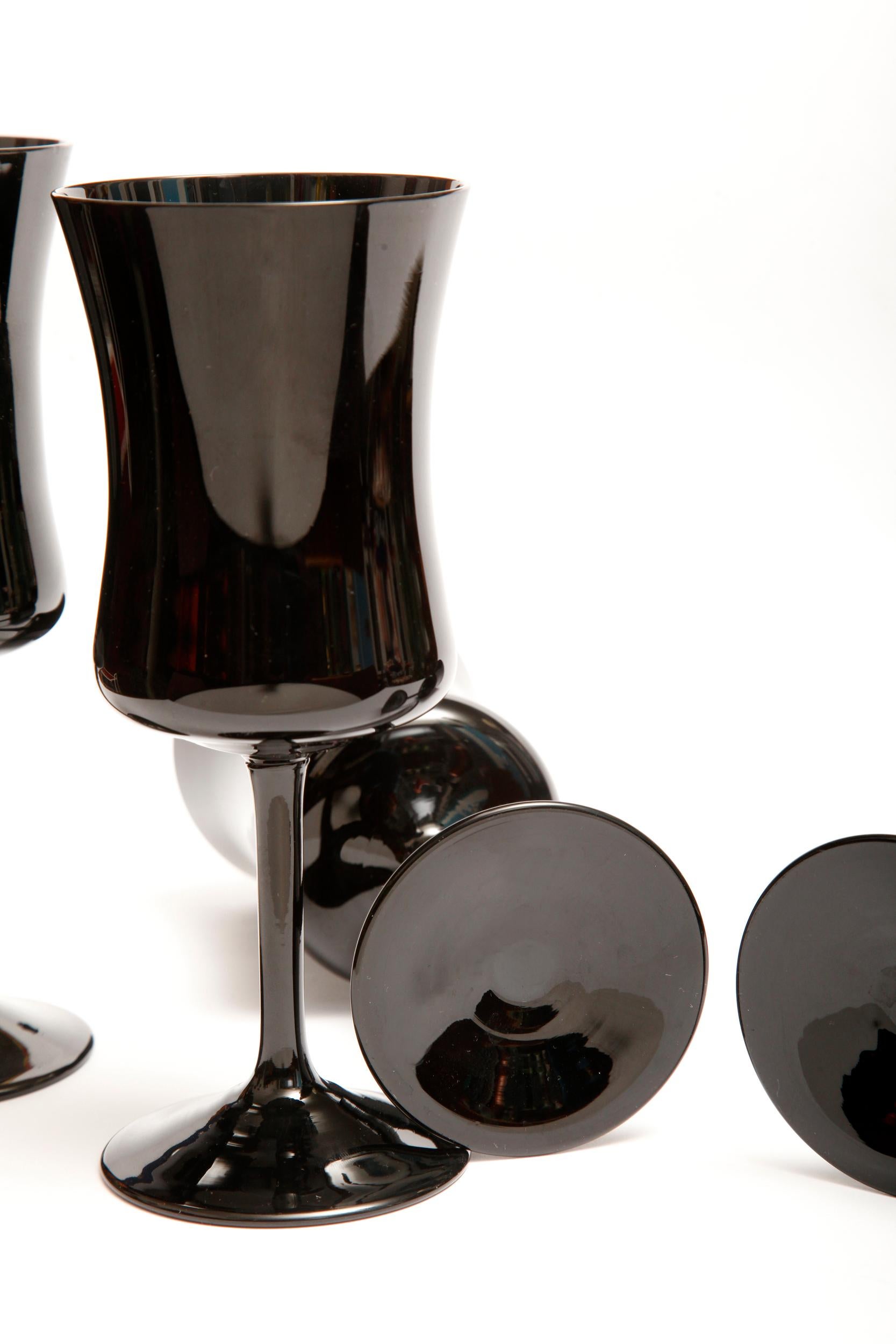 Four Black Elegant Glasses by Zbigniew Horbowy, Poland, 1970s For Sale 2