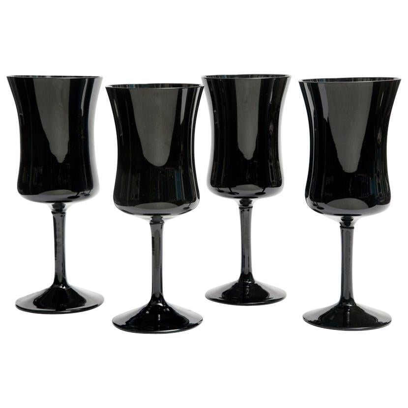 Four Black Elegant Glasses by Zbigniew Horbowy, Poland, 1970s For Sale