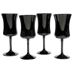 Four Black Elegant Glasses by Zbigniew Horbowy, Poland, 1970s