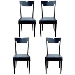 Four Black Lacquered Chairs by Paolo Buffa