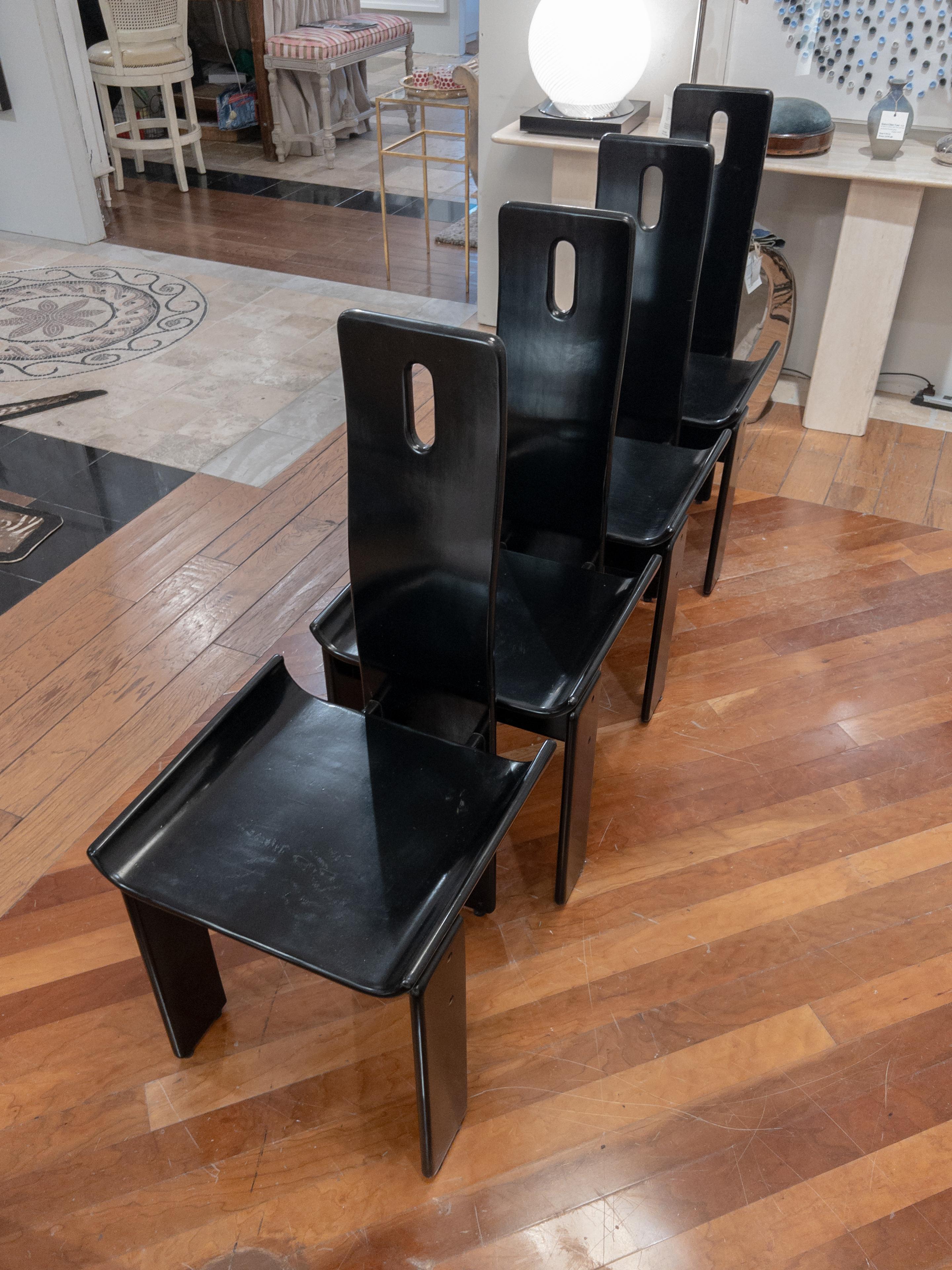 Four Black Post Modern Chairs For Sale 5