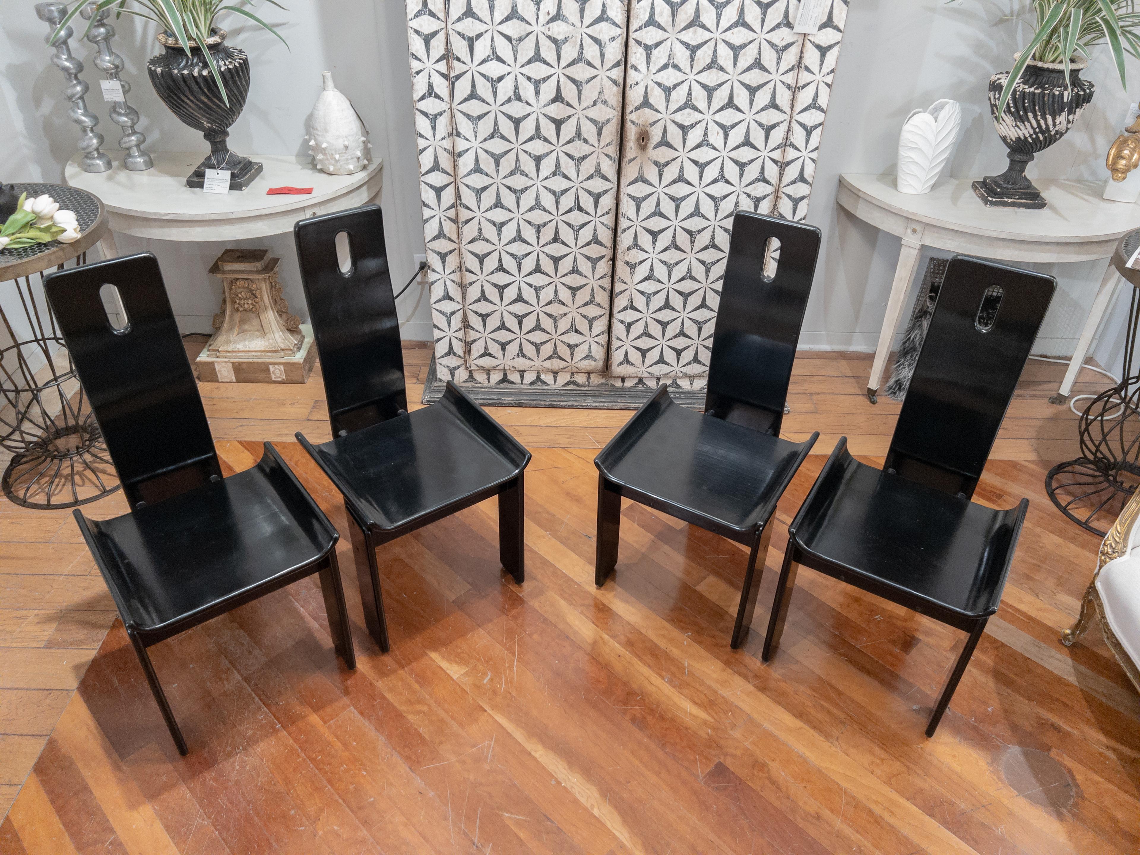 Post-Modern Four Black Post Modern Chairs For Sale