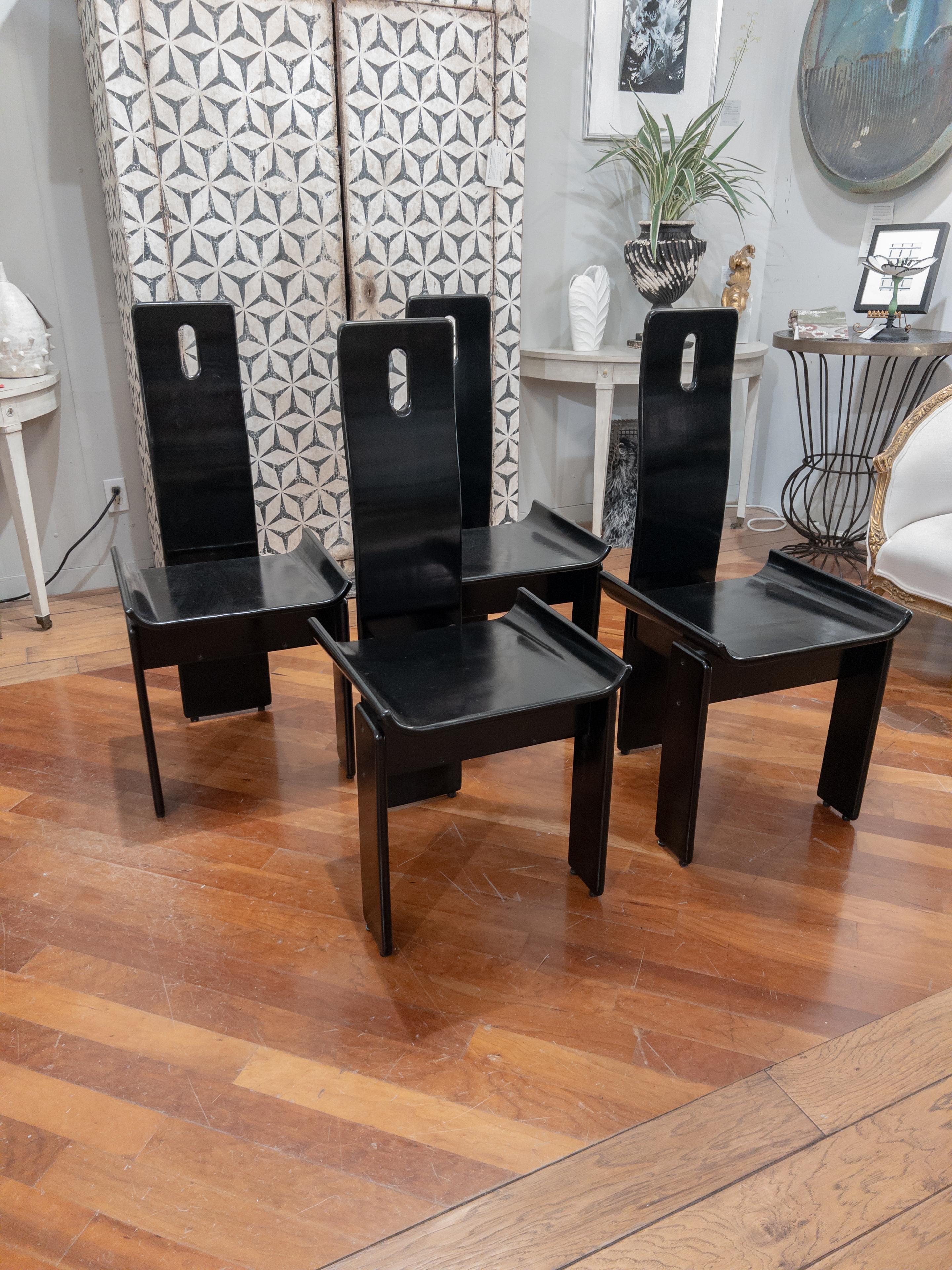 Painted Four Black Post Modern Chairs For Sale