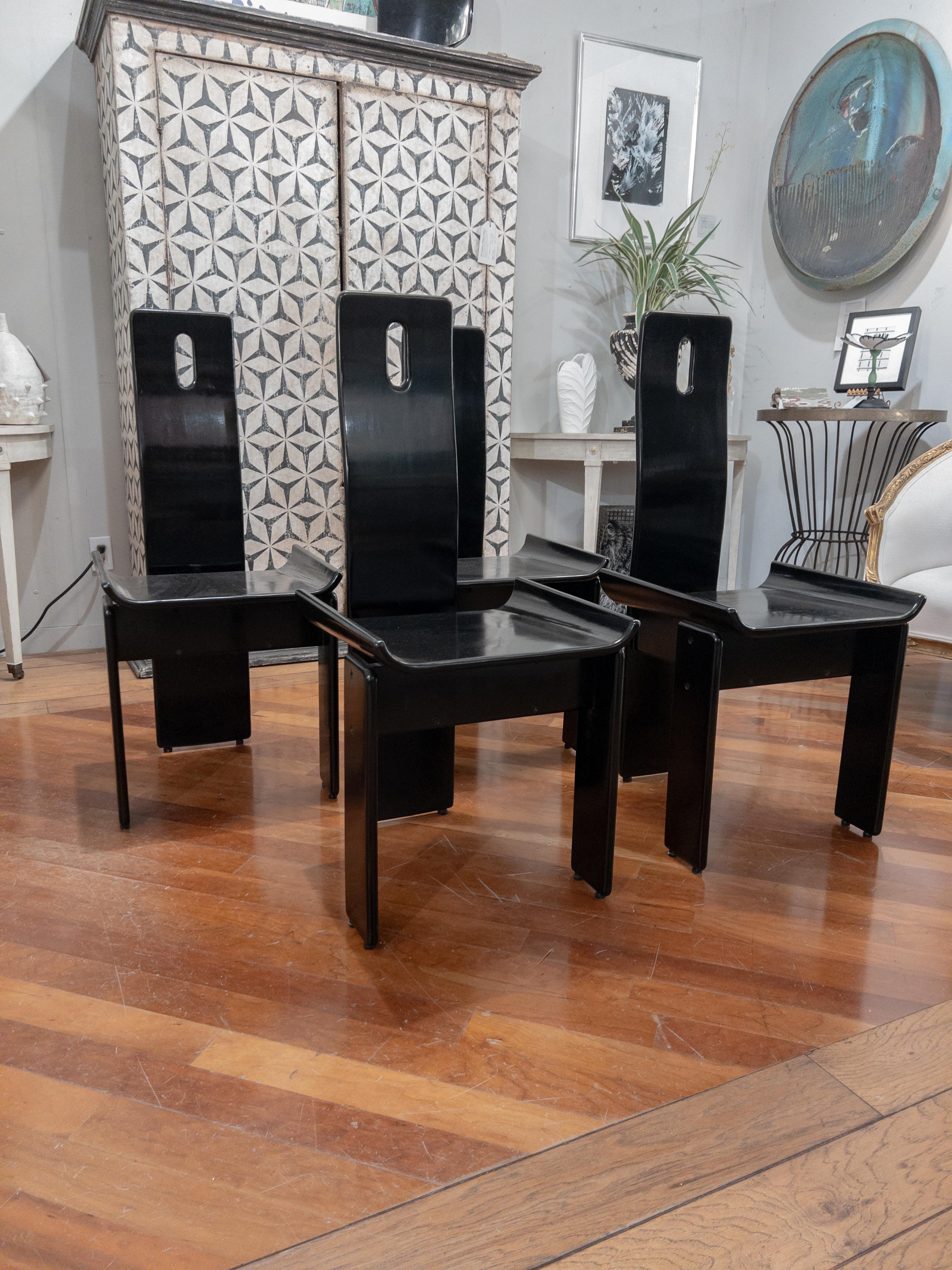Four Black Post Modern Chairs In Good Condition For Sale In Houston, TX