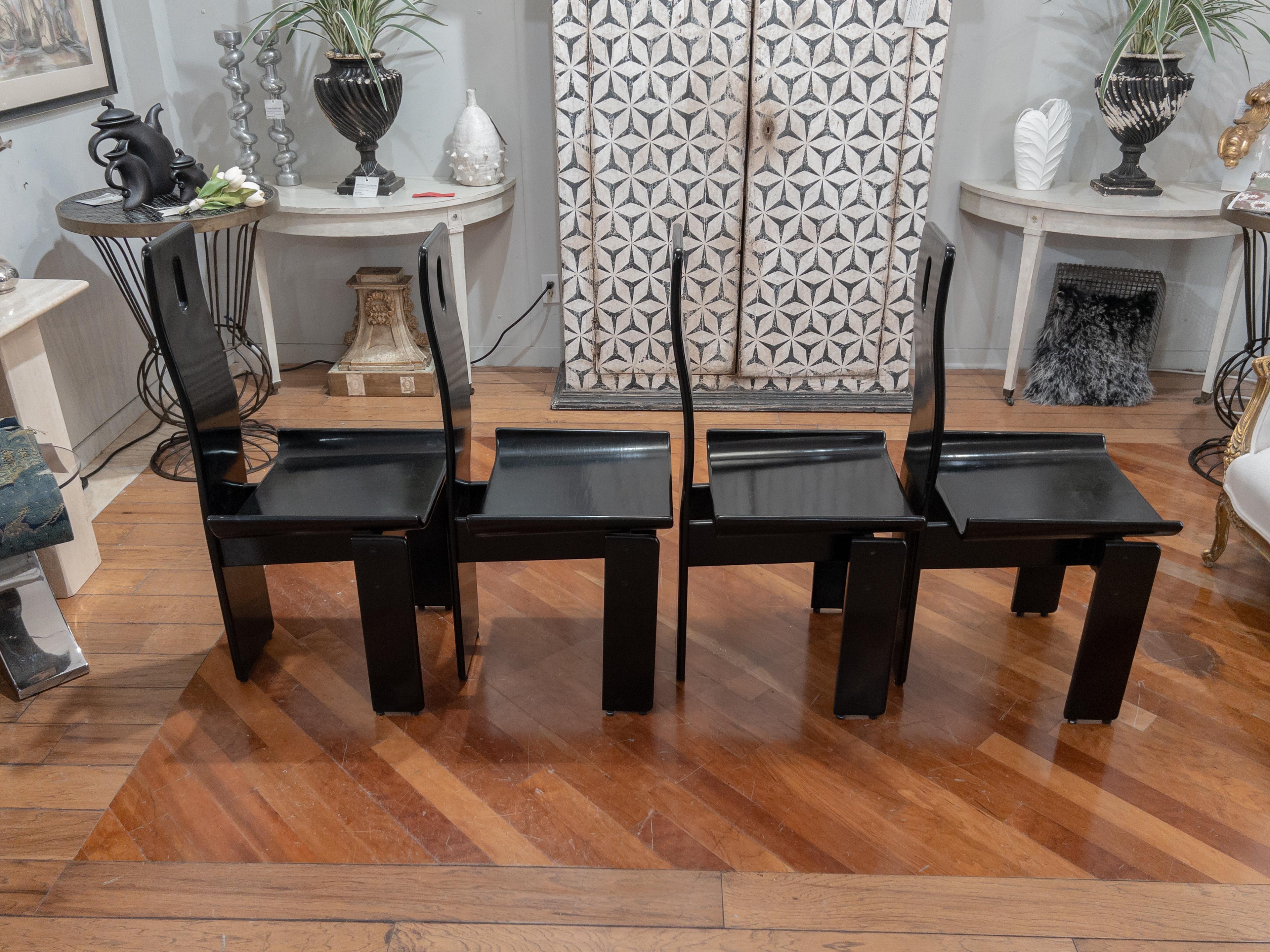 Four Black Post Modern Chairs For Sale 2
