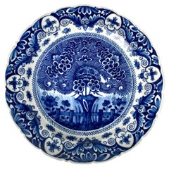 Vier blaue und weiße Delft Chargers Hand gemalt Niederlande 18. Jahrhundert Ca-1780