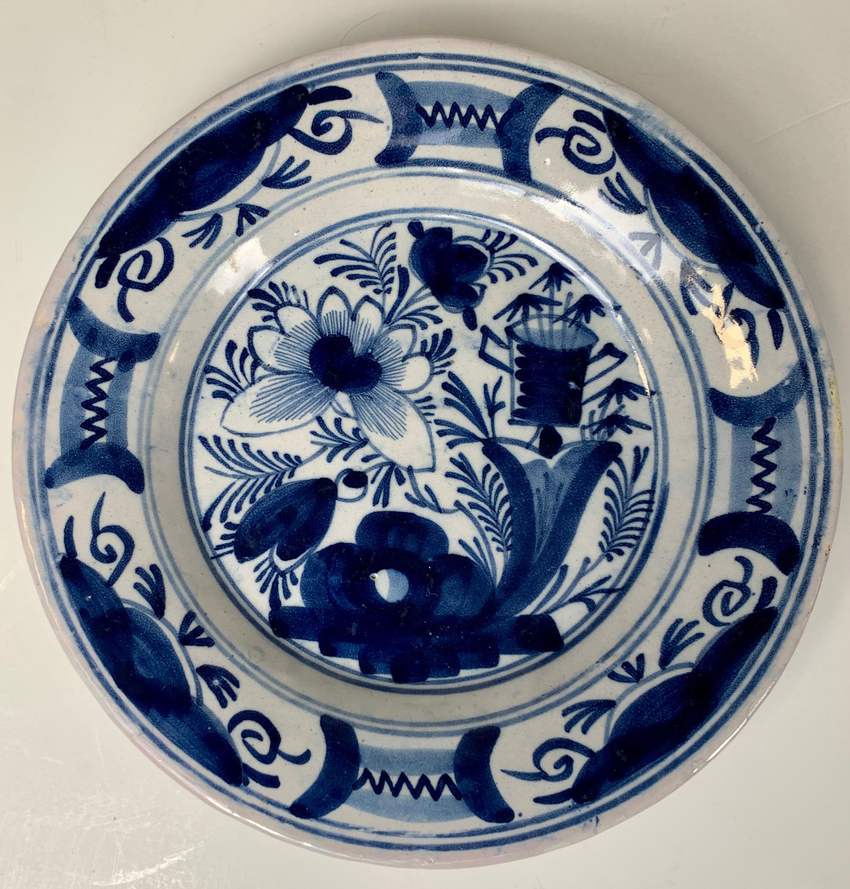 Chinoiserie Four Blue and White Delft Dishes Made, Circa 1820