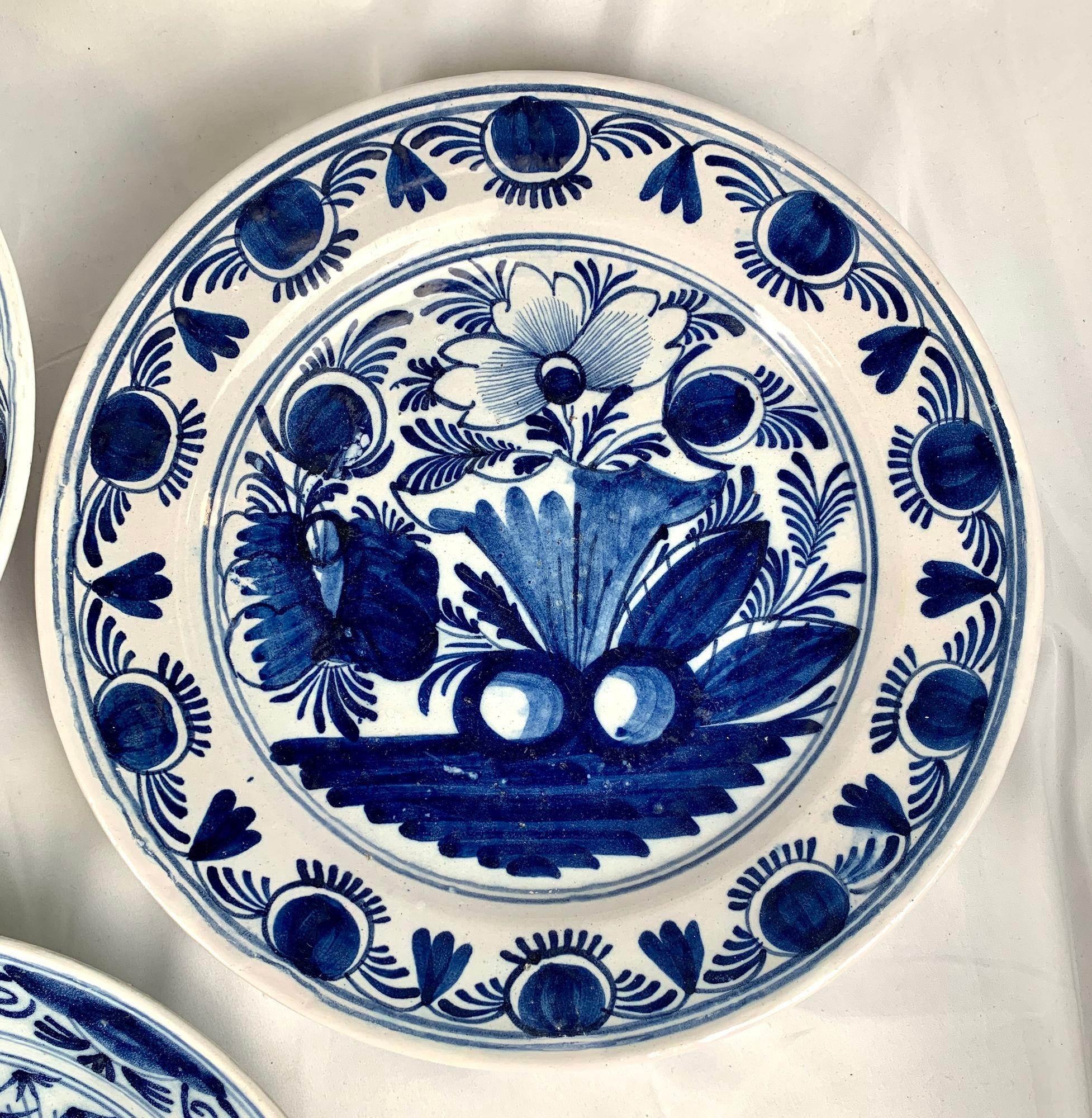 Four Blue and White Dutch Delft Chargers Netherlands Circa 1800 2