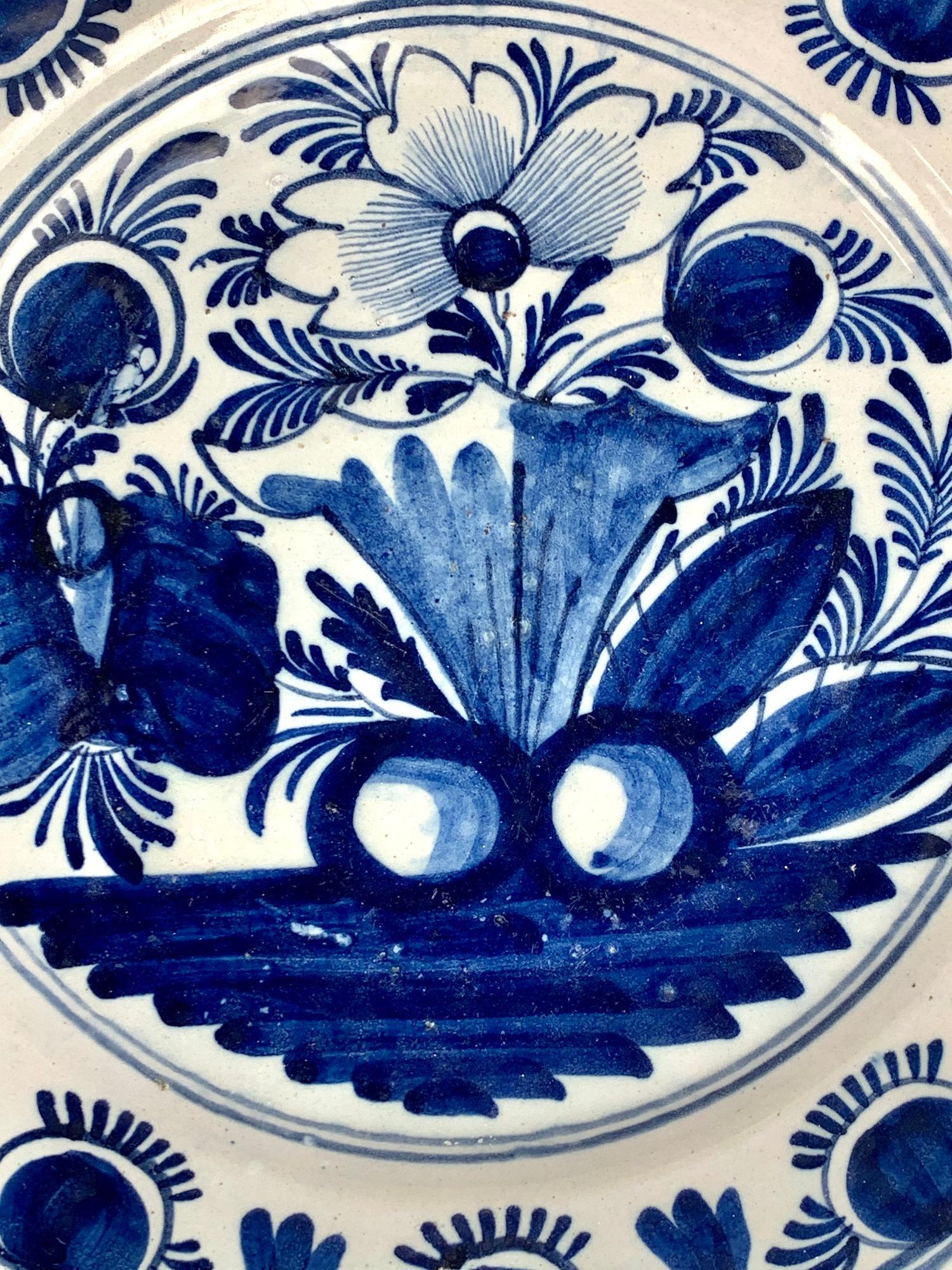 Four Blue and White Dutch Delft Chargers Netherlands Circa 1800 3
