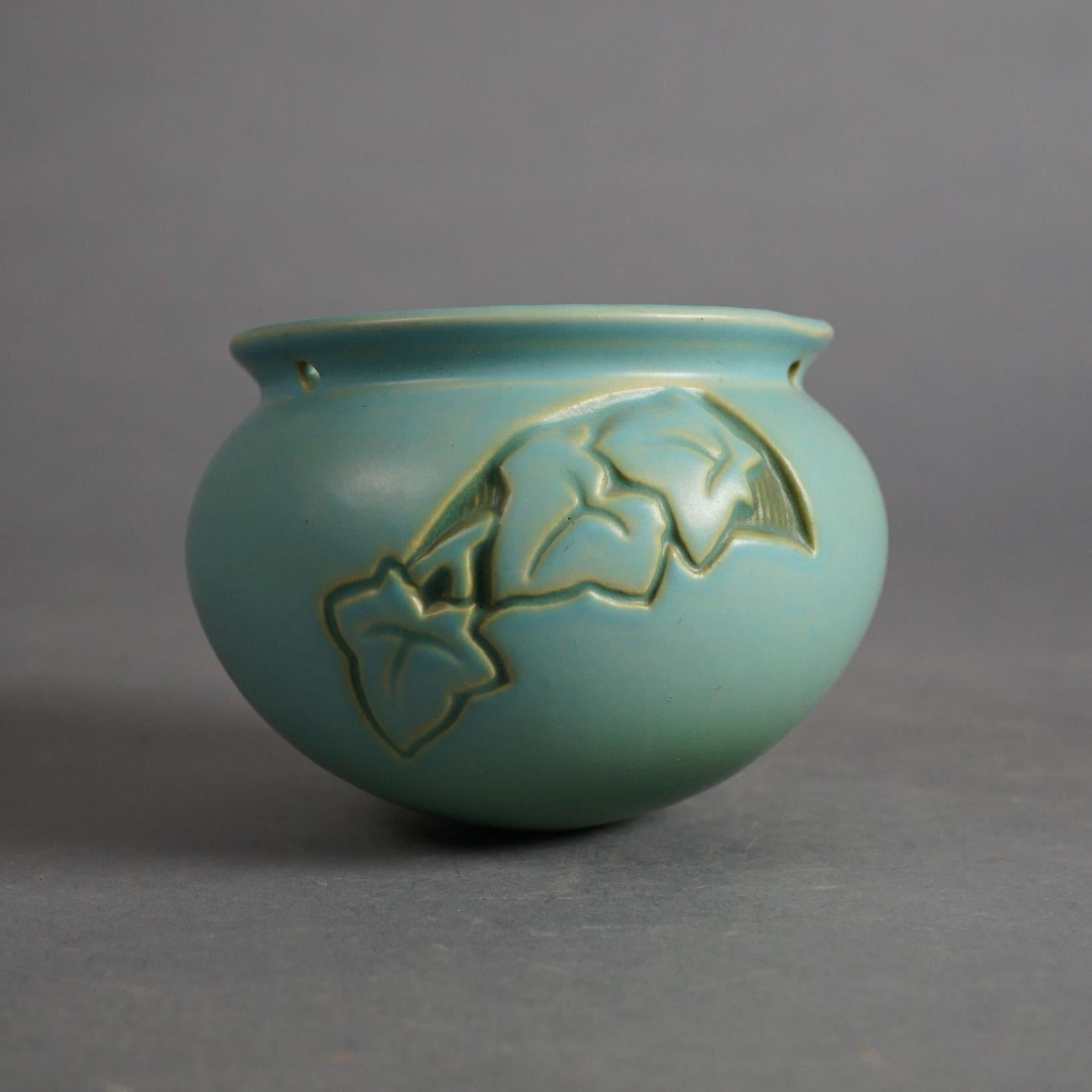 Four Blue Roseville Art Pottery Items Mid 20thC 4