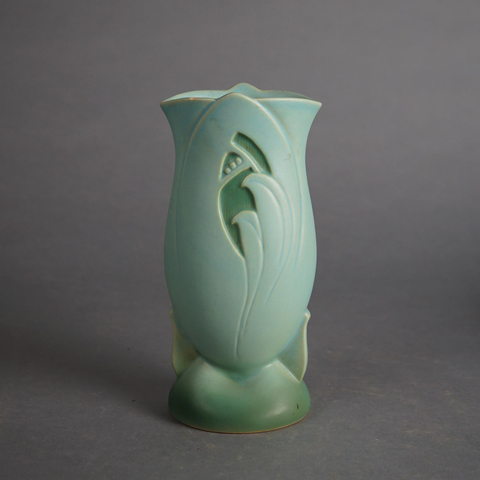 Four Blue Roseville Art Pottery Items Mid 20thC 1