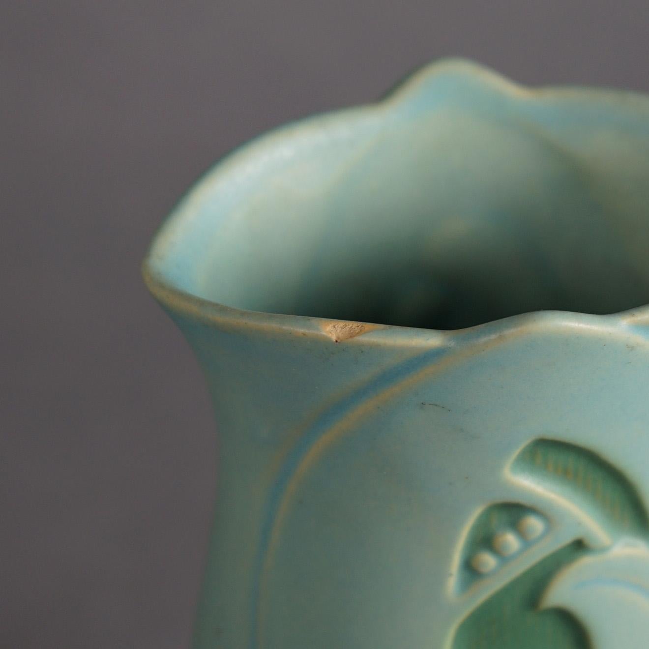 Four Blue Roseville Art Pottery Items Mid 20thC 2