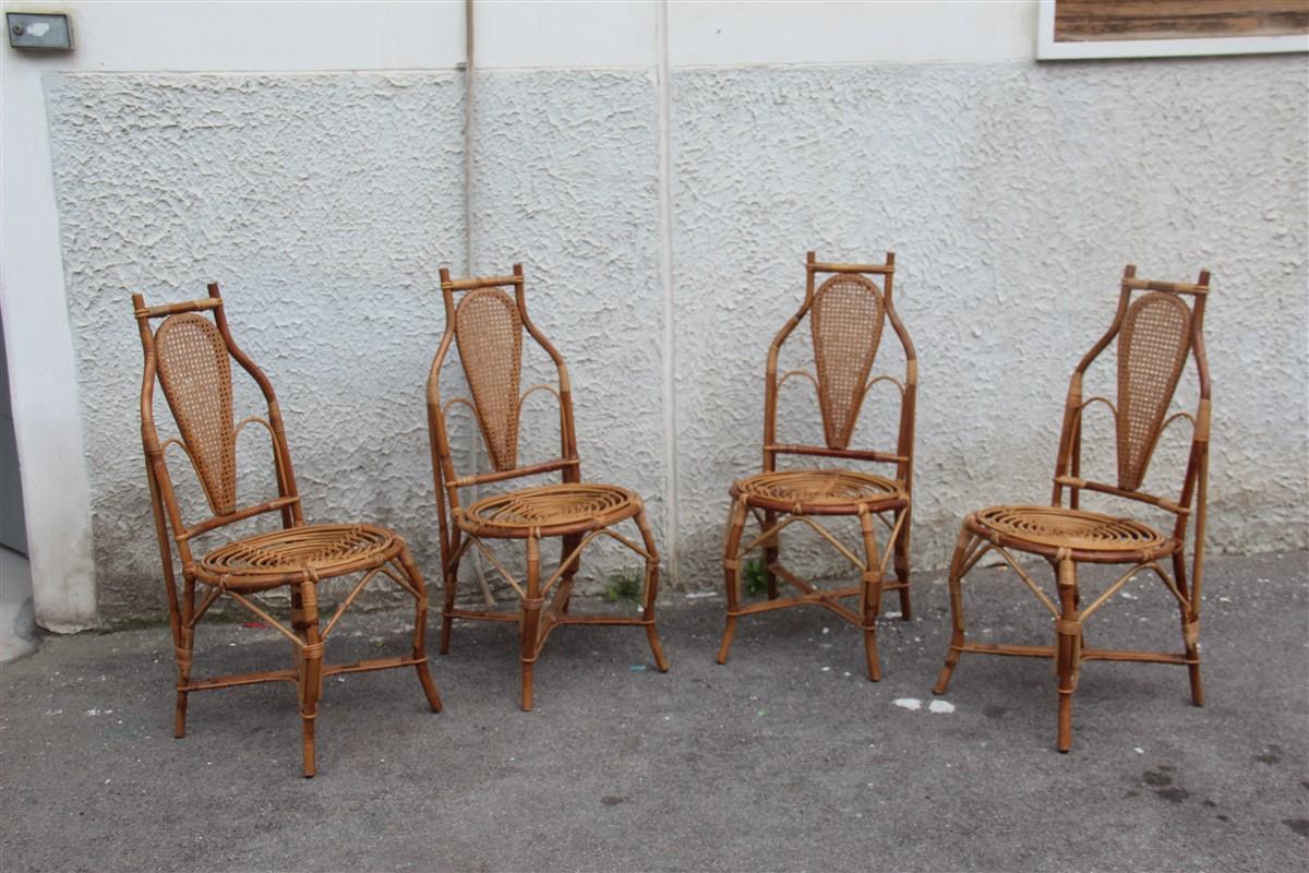 Chaises en bambou design italien, design articulé en paille, forme parfaite en vente 6