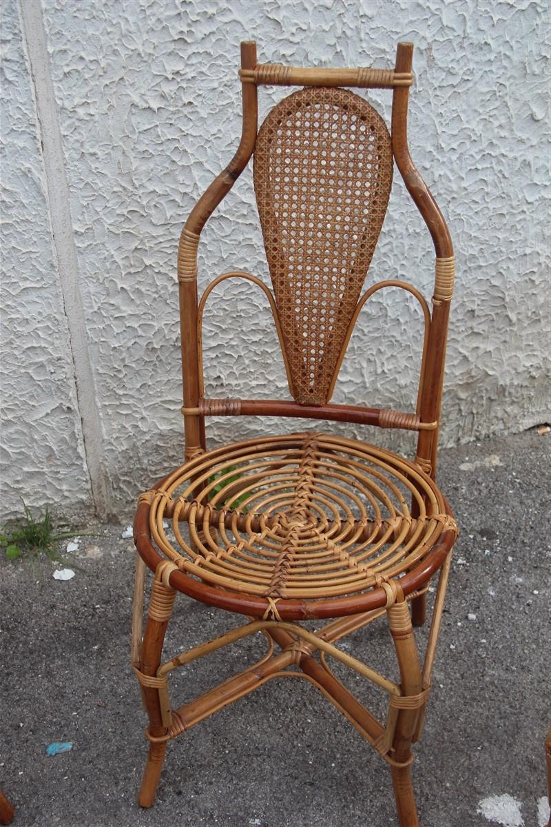 Chairs attributed bamboo Italian design straw articulated design great shape.