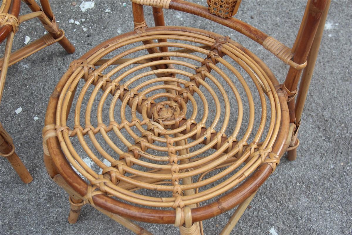 Chairs Bamboo Italian Design Straw Articulated Design Great Shape In Good Condition For Sale In Palermo, Sicily