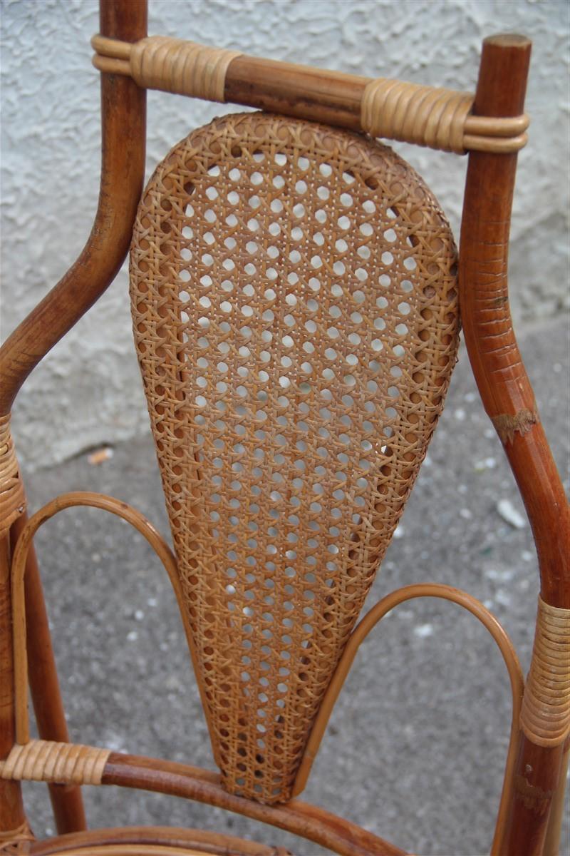 Mid-20th Century Chairs Bamboo Italian Design Straw Articulated Design Great Shape For Sale