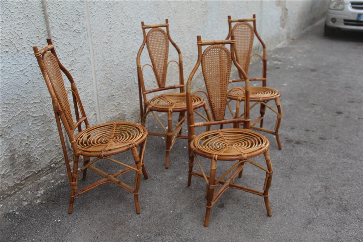 Chairs Bamboo Italian Design Straw Articulated Design Great Shape For Sale 2