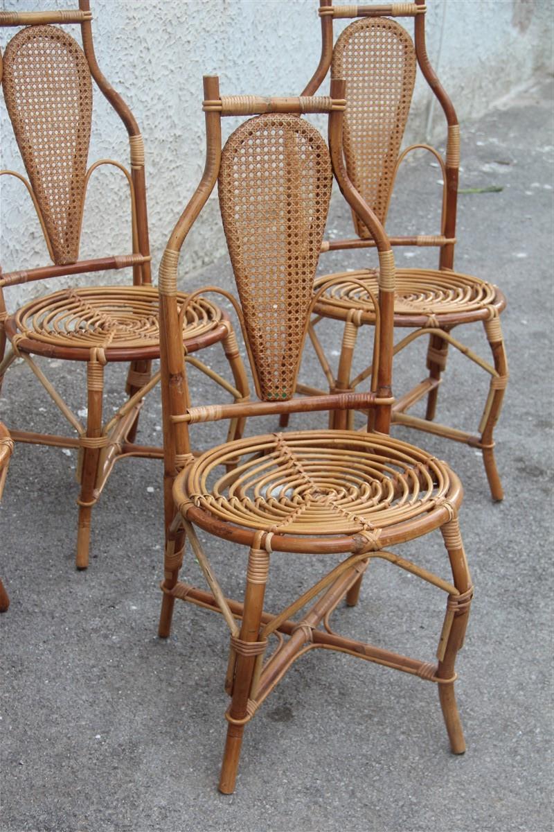 Chaises en bambou design italien, design articulé en paille, forme parfaite en vente 3