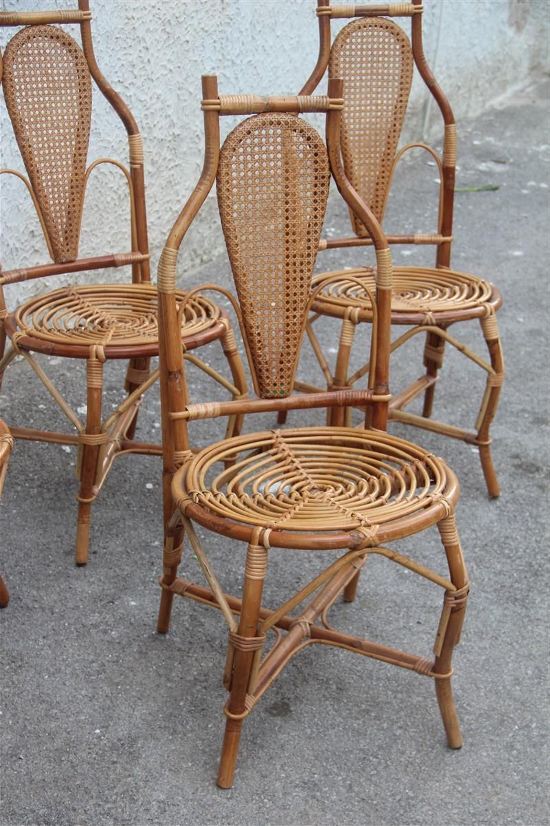 Chairs Bamboo Italian Design Straw Articulated Design Great Shape For Sale 3