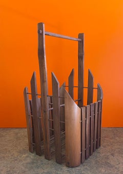 Four Bottle Bamboo Wine Holder with Handle