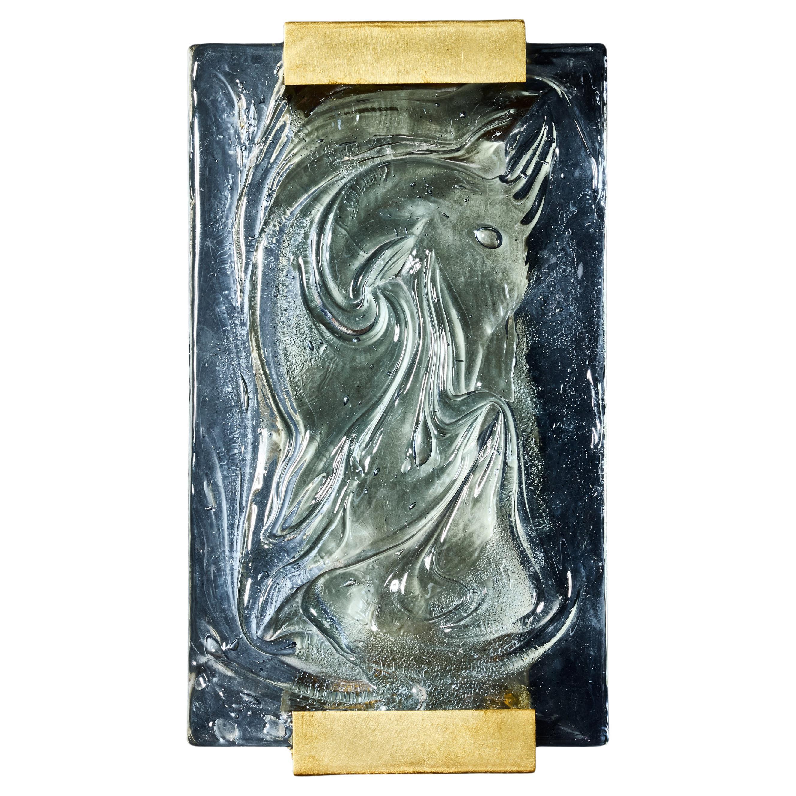 Quatre appliques murales en laiton et verre vintage en vente