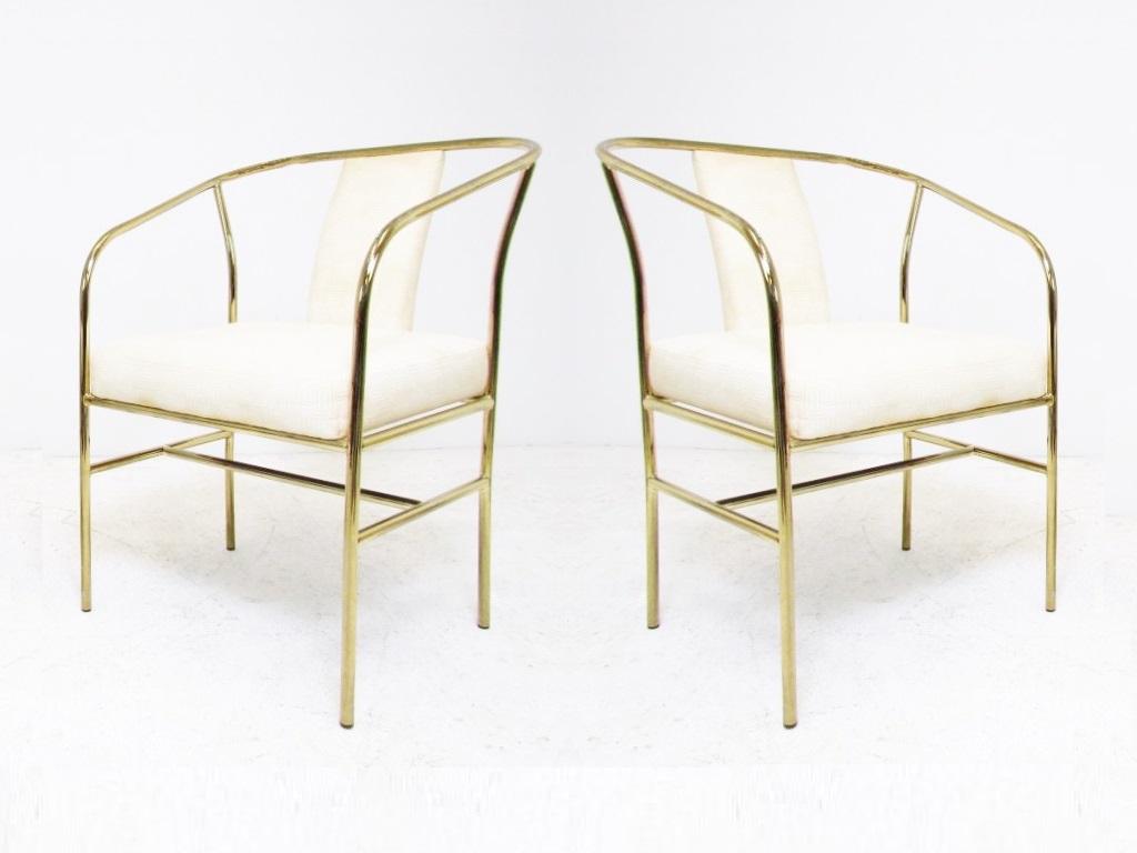 Hollywood Regency Four Brass Armchairs by Milo Baughman for Thayer Coggin For Sale