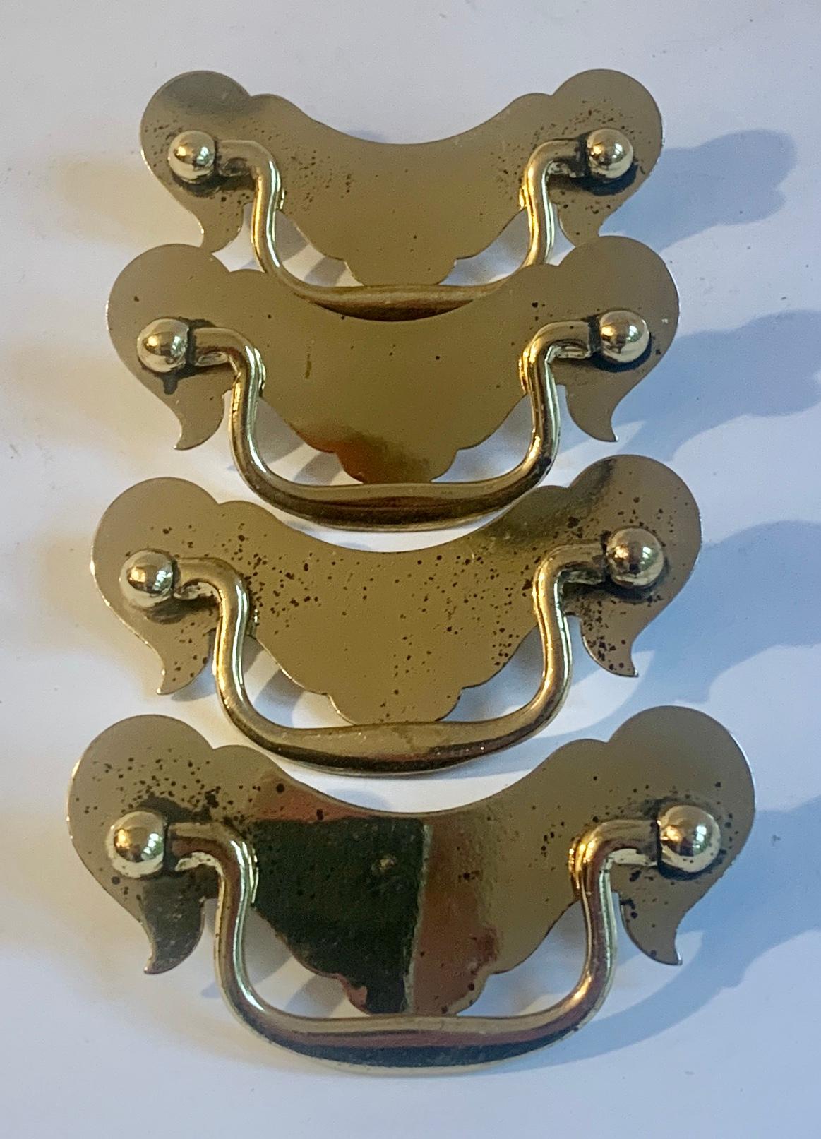 Four Brass Chippendale Door Pulls Handles For Sale 1